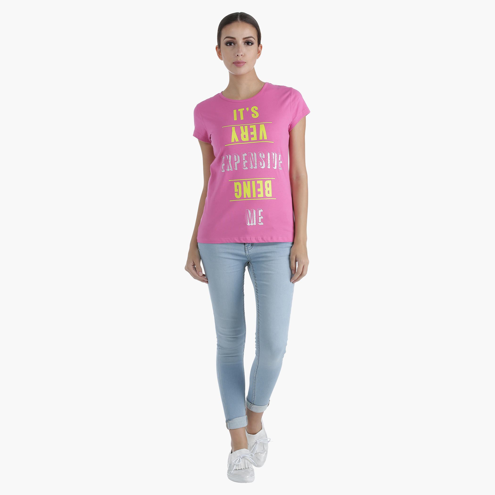 Printed Cotton T-Shirt in Regular Fit-women-clothing-tshirts-image-1