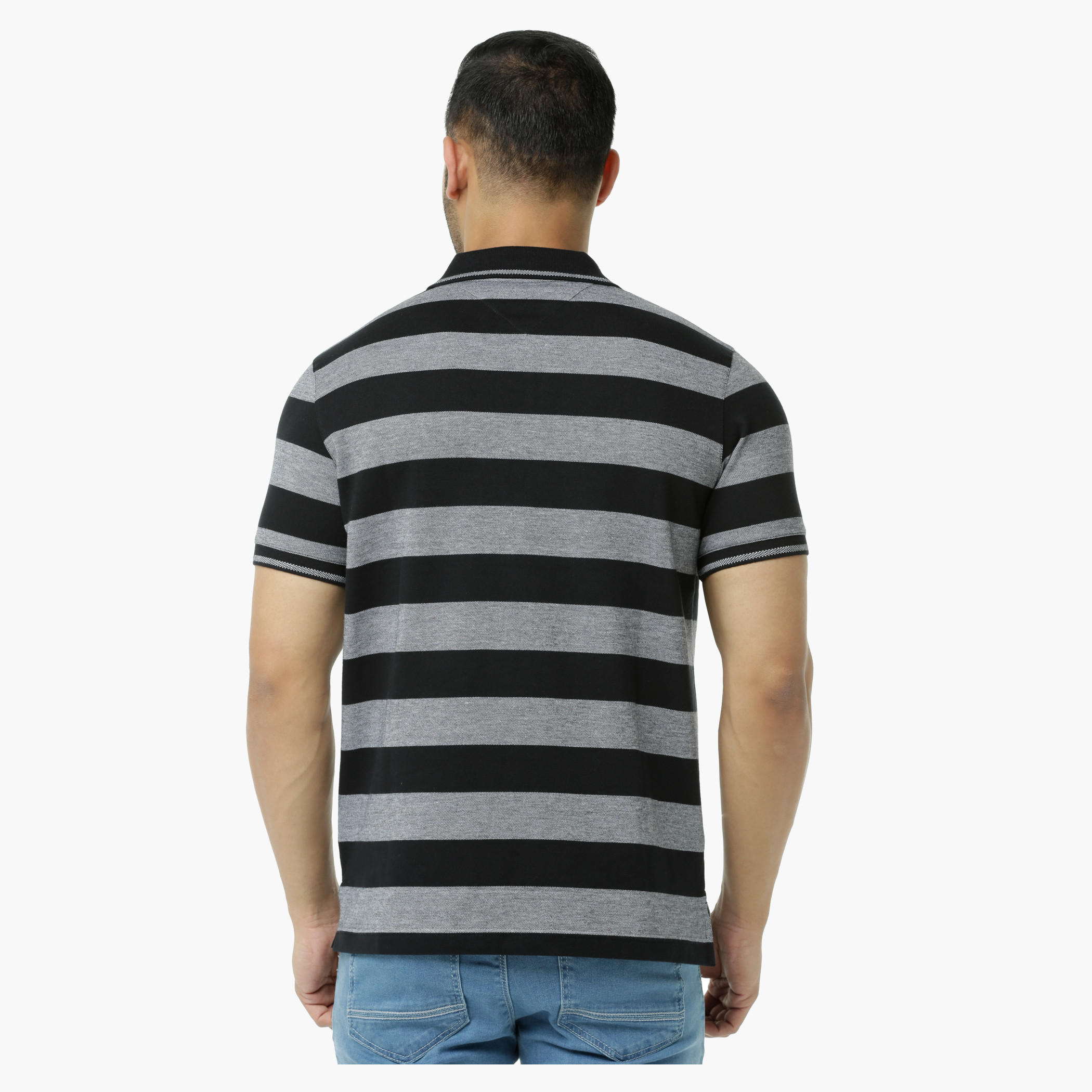 Striped Polo Neck T-Shirt with Short Sleeves-men-clothing-tshirtsandpolos-polos-image-2