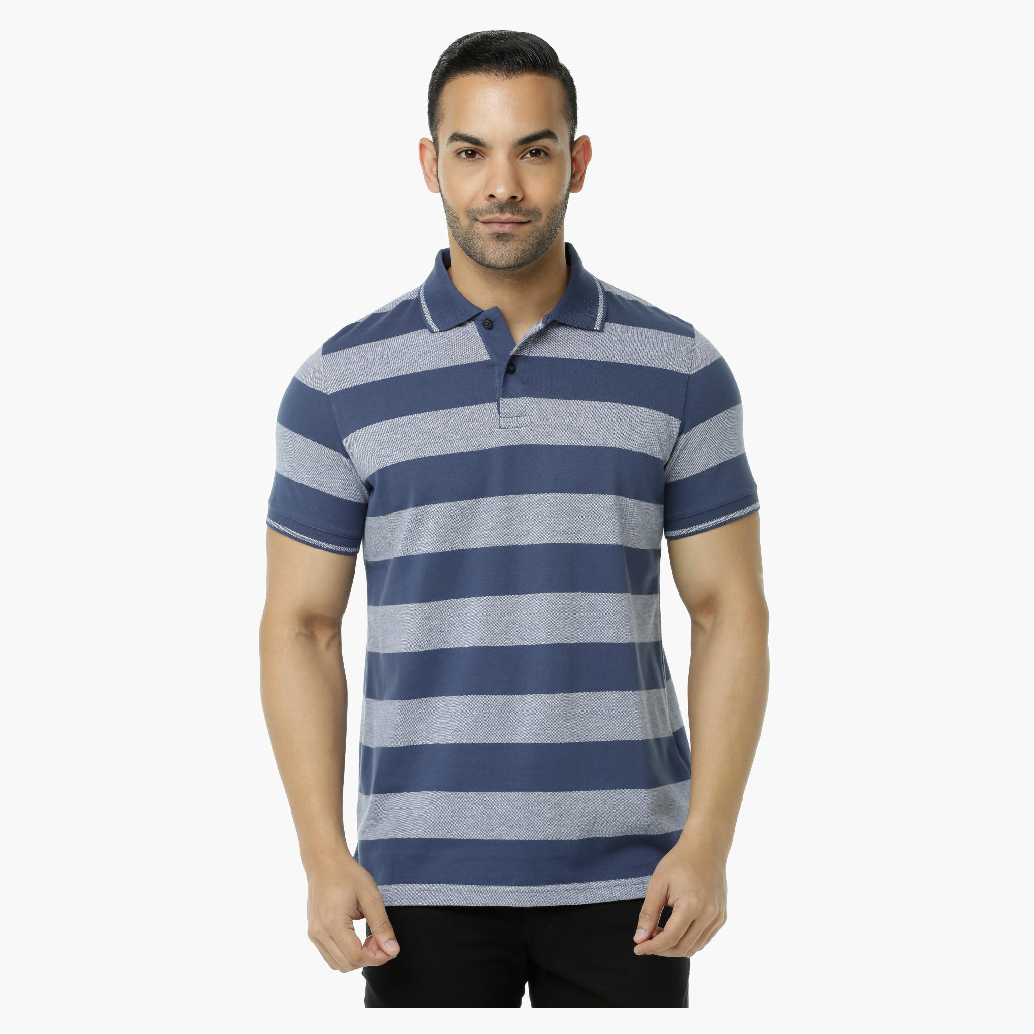 Striped Polo Neck T-Shirt with Short Sleeves-men-clothing-tshirtsandpolos-polos-image-6