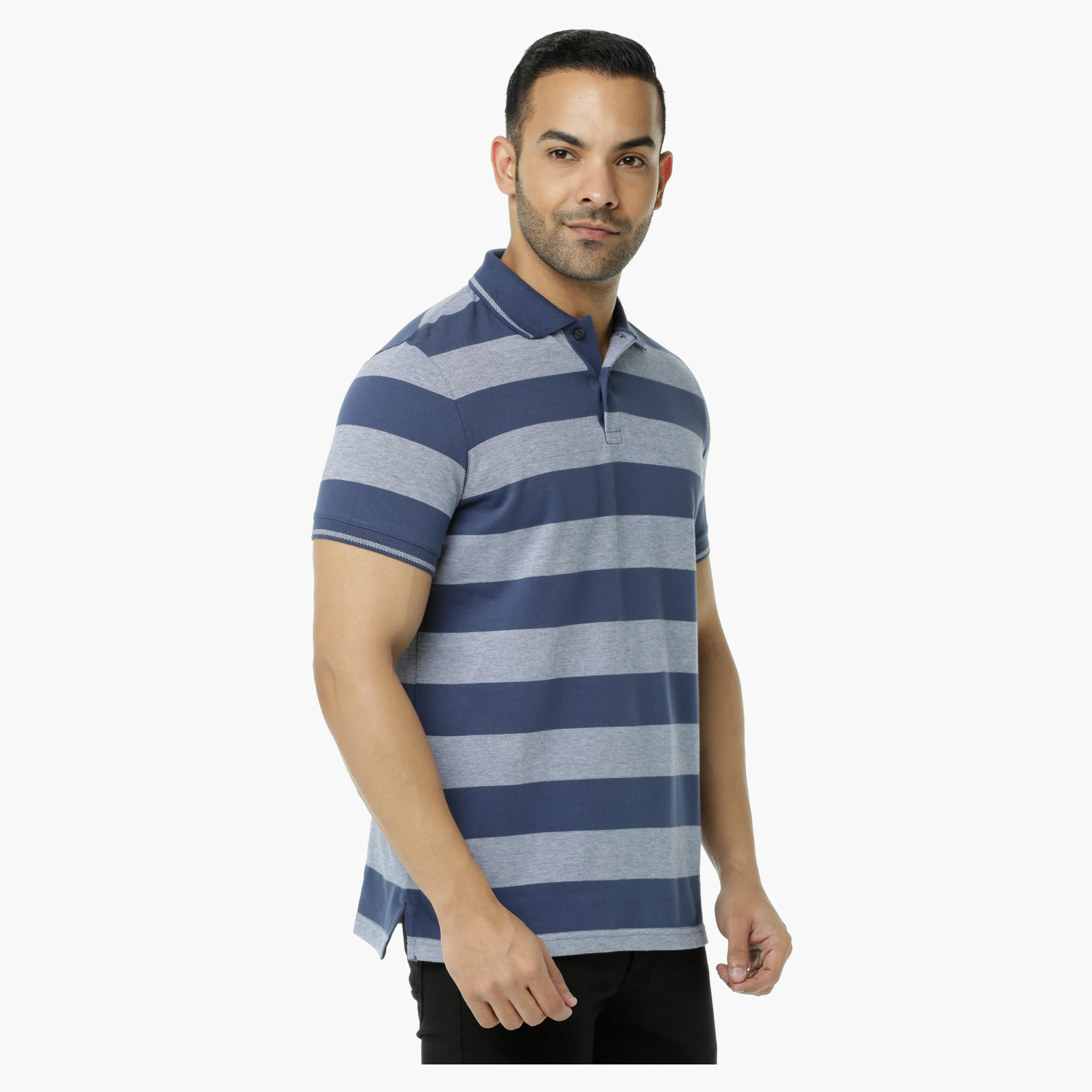 Striped Polo Neck T-Shirt with Short Sleeves-men-clothing-tshirtsandpolos-polos-image-8