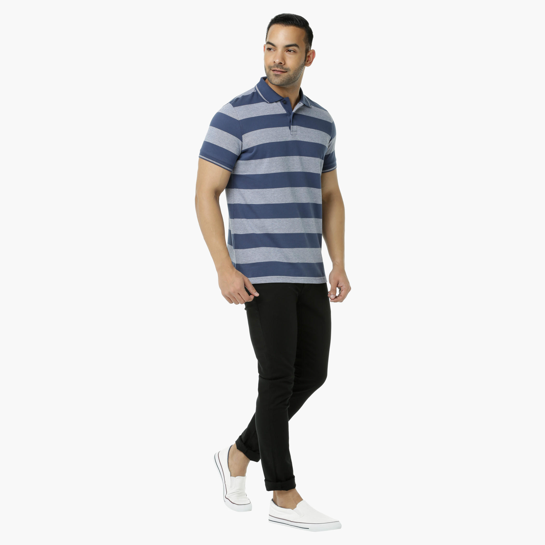 Striped Polo Neck T-Shirt with Short Sleeves-men-clothing-tshirtsandpolos-polos-image-10