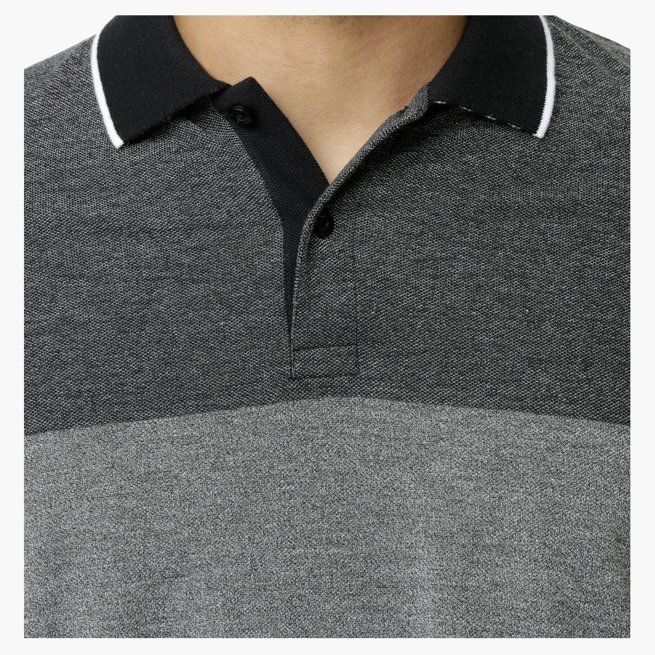 Melange Polo Neck T-Shirt with Short Sleeves-men-clothing-tshirtsandpolos-polos-image-4