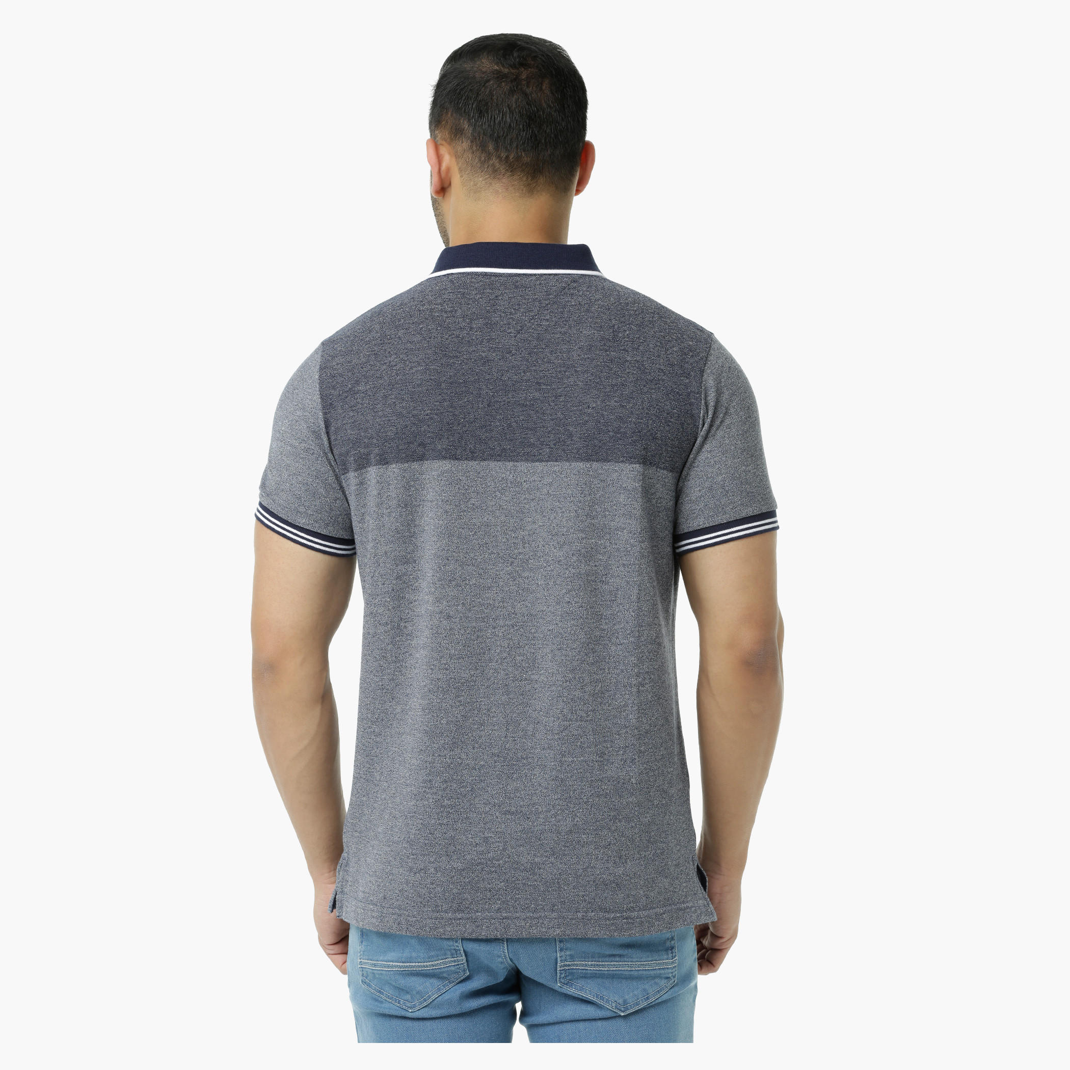 Melange Polo Neck T-Shirt with Short Sleeves-men-clothing-tshirtsandpolos-polos-image-7