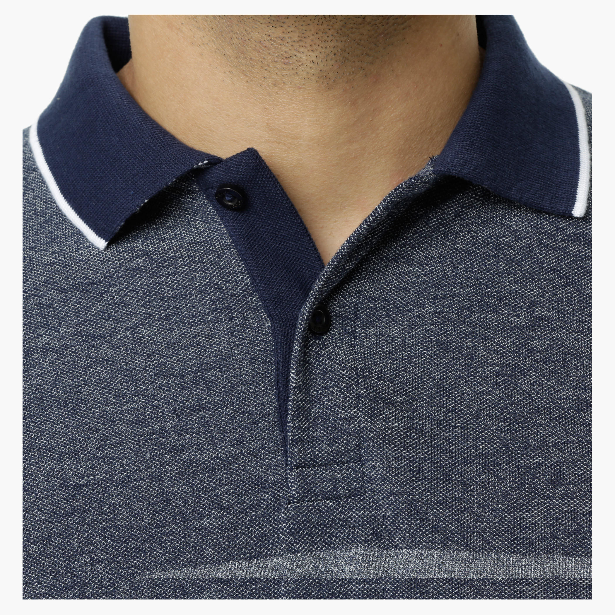 Melange Polo Neck T-Shirt with Short Sleeves-men-clothing-tshirtsandpolos-polos-image-9