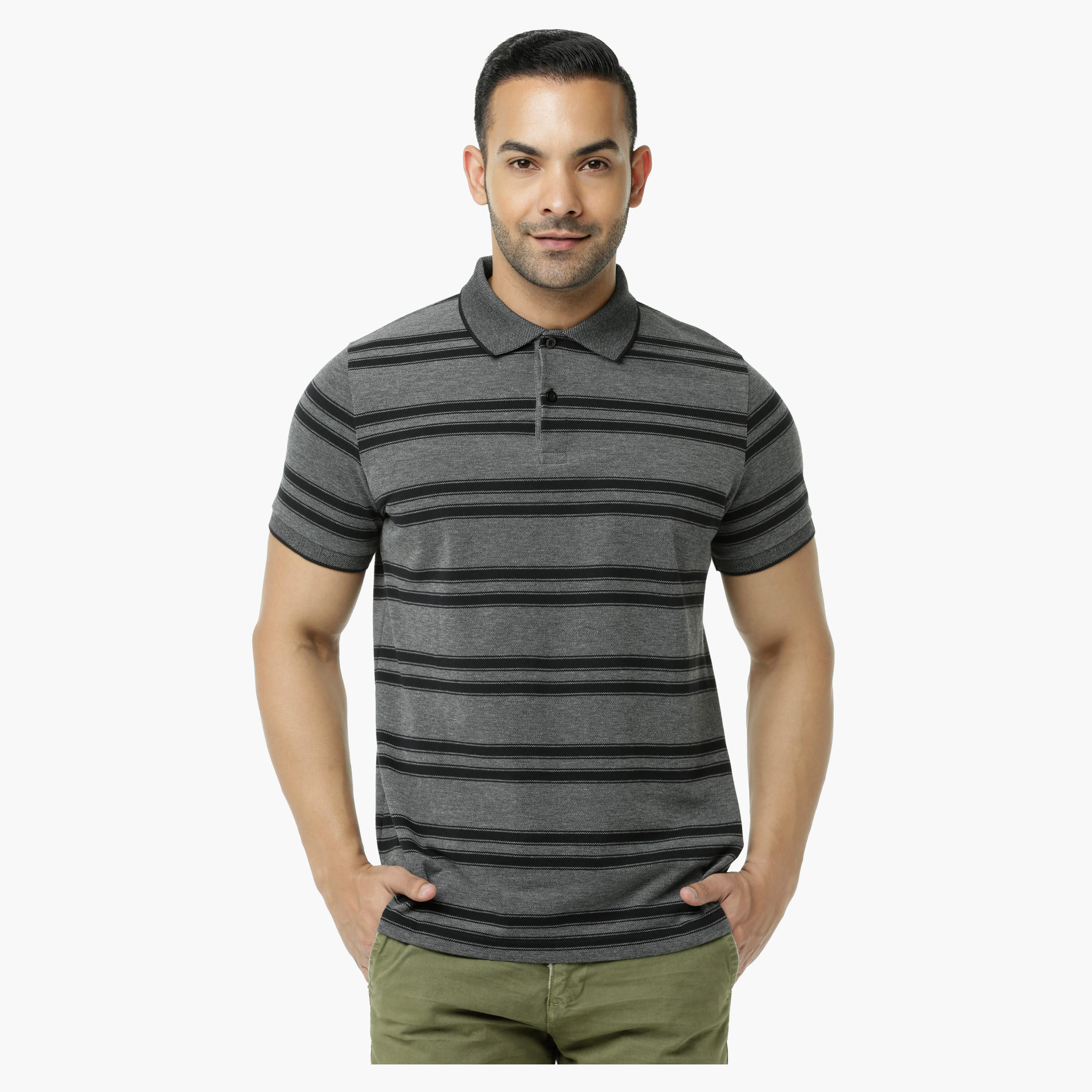 Striped Polo Neck T-Shirt with Short Sleeves-men-clothing-tshirtsandpolos-polos-image-5
