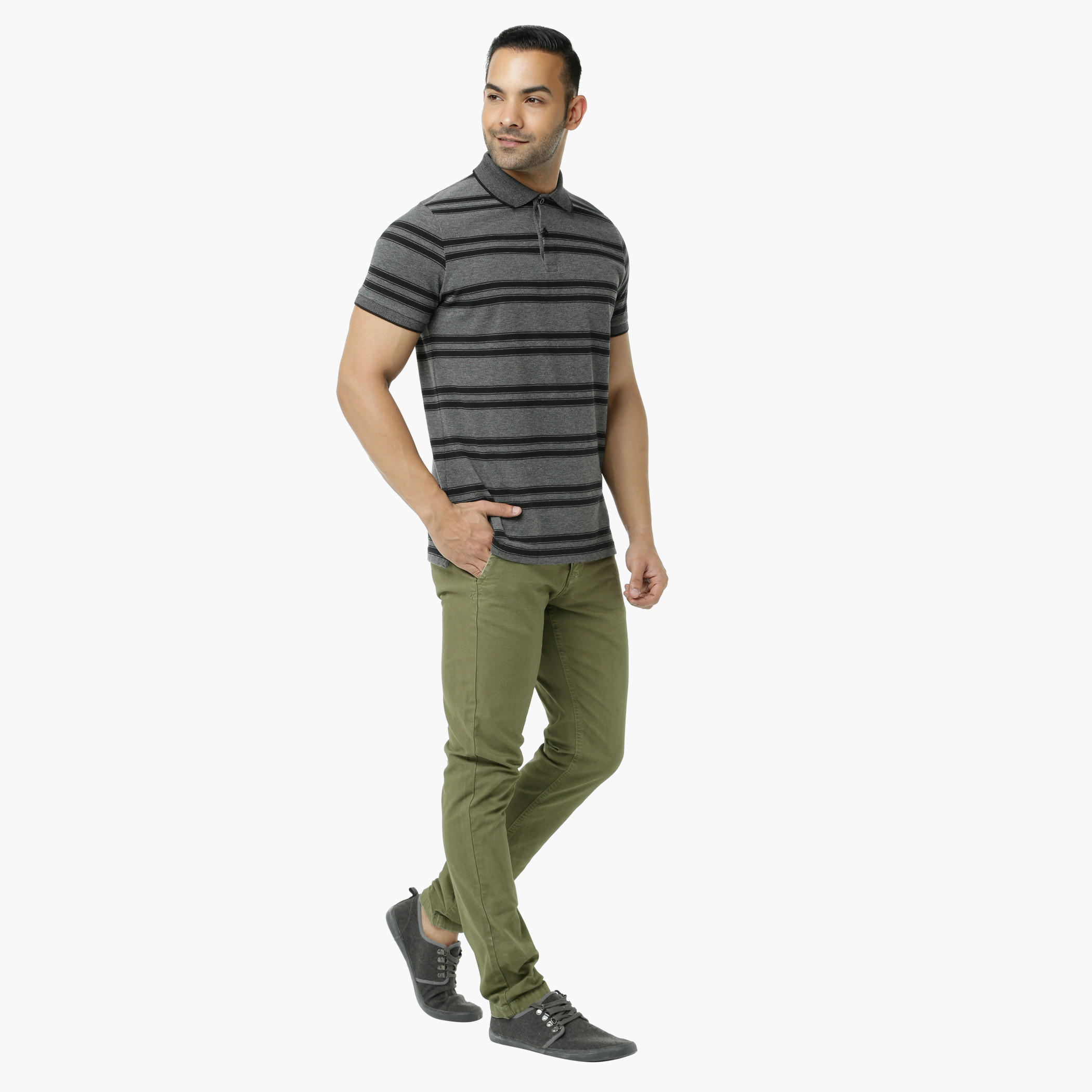 Striped Polo Neck T-Shirt with Short Sleeves-men-clothing-tshirtsandpolos-polos-image-1