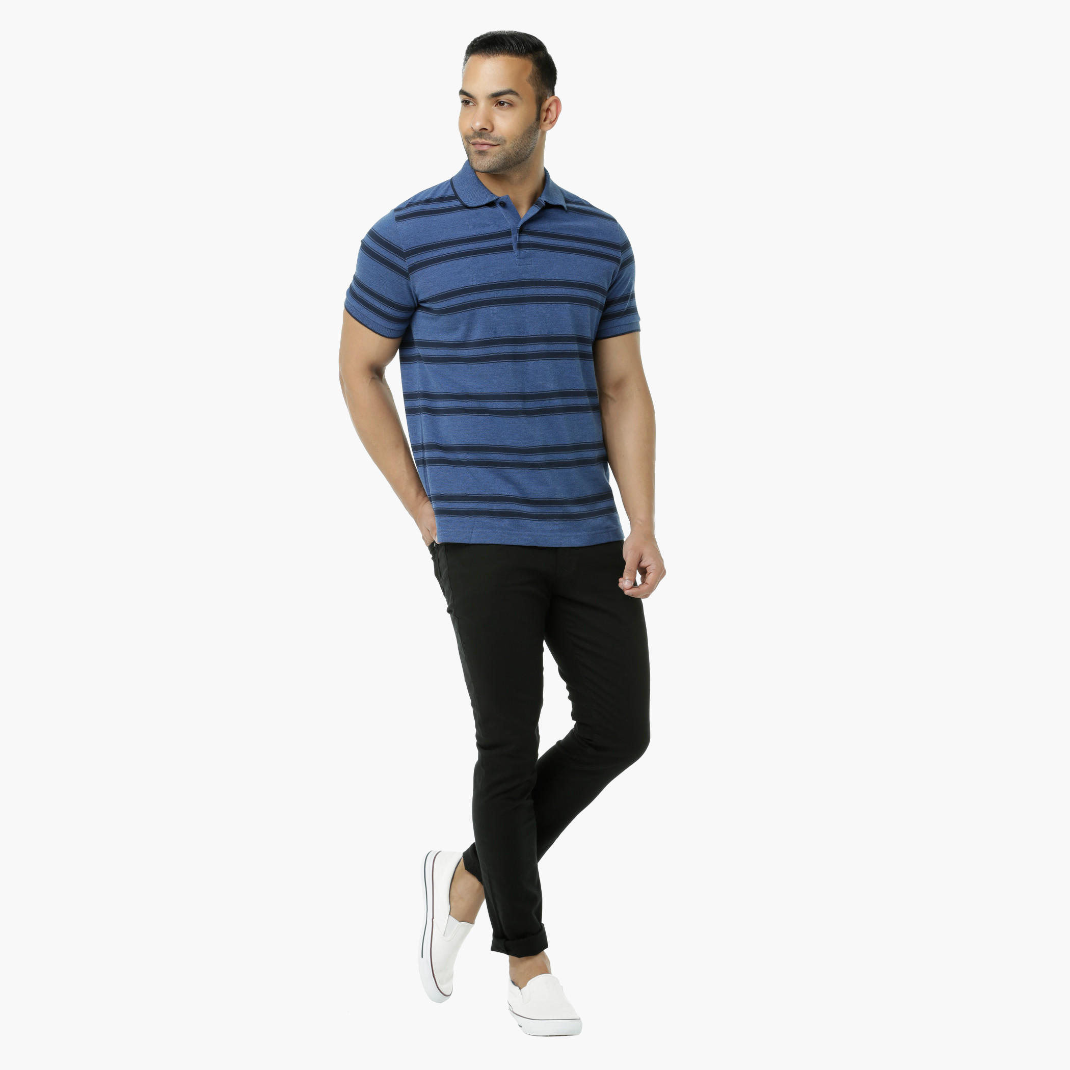 Striped Polo Neck T-Shirt with Short Sleeves-men-clothing-tshirtsandpolos-polos-image-10