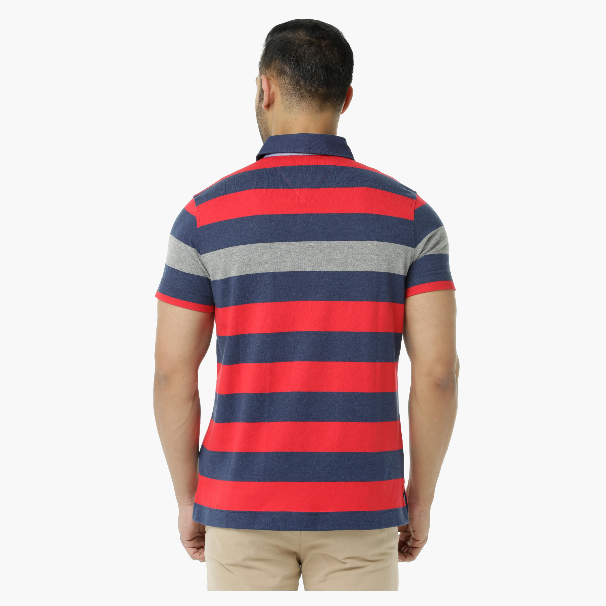 Striped Polo Neck T-Shirt with Short Sleeves-men-clothing-tshirtsandpolos-polos-image-2
