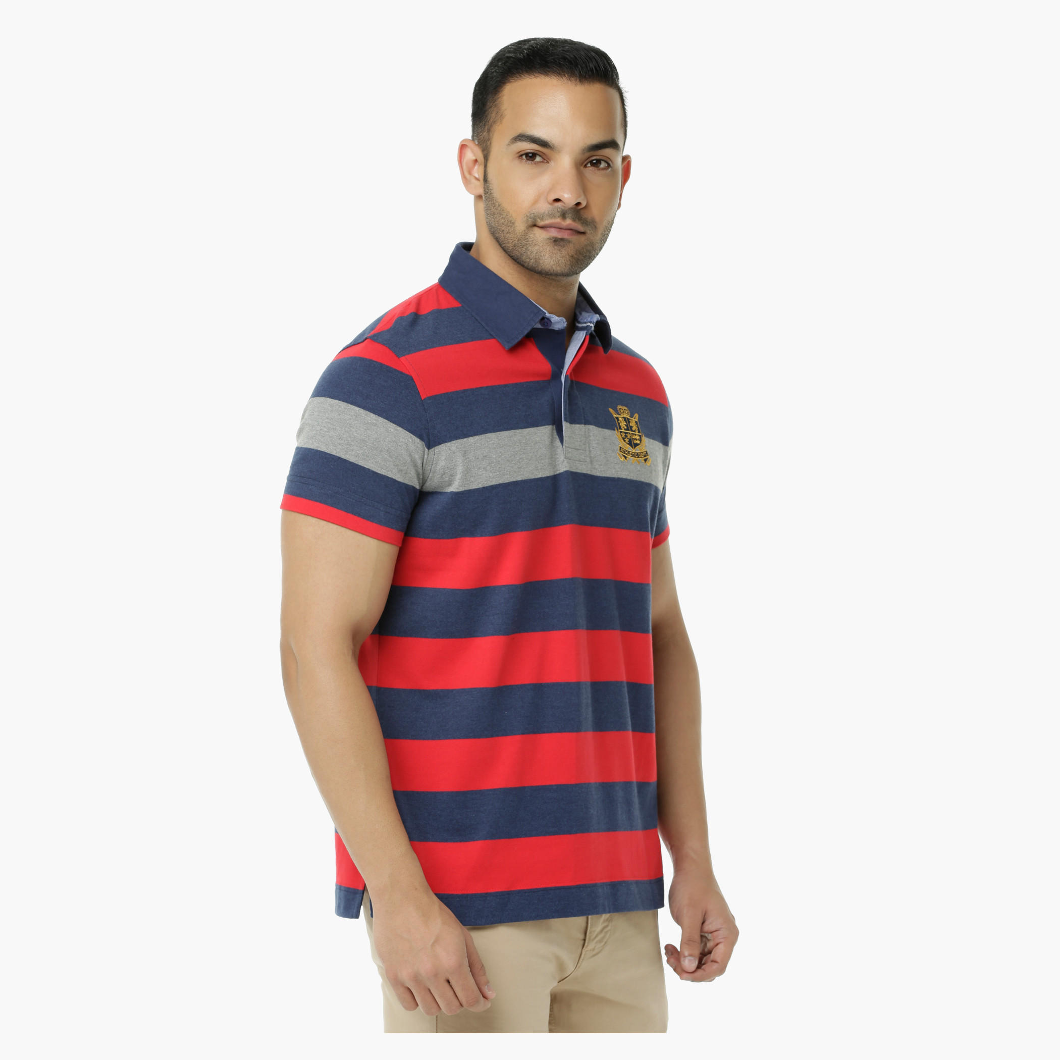 Striped Polo Neck T-Shirt with Short Sleeves-men-clothing-tshirtsandpolos-polos-image-3