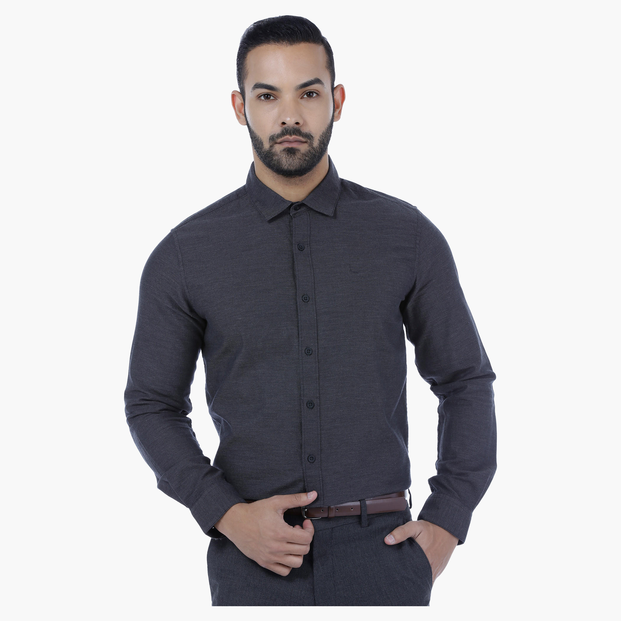 Textured Shirt with Long Sleeves-men-clothing-shirts-image-1