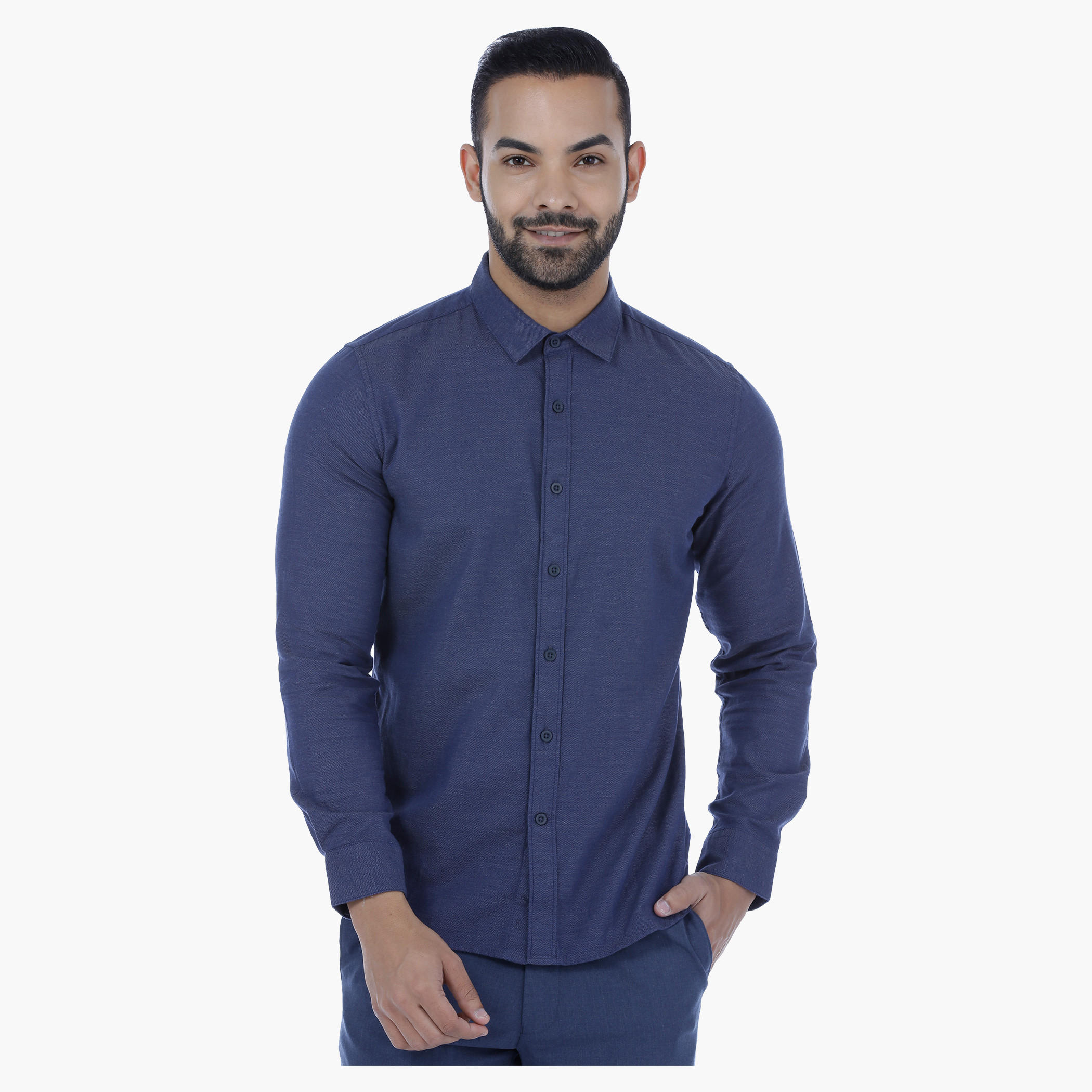 Textured Shirt with Long Sleeves-men-clothing-shirts-image-6