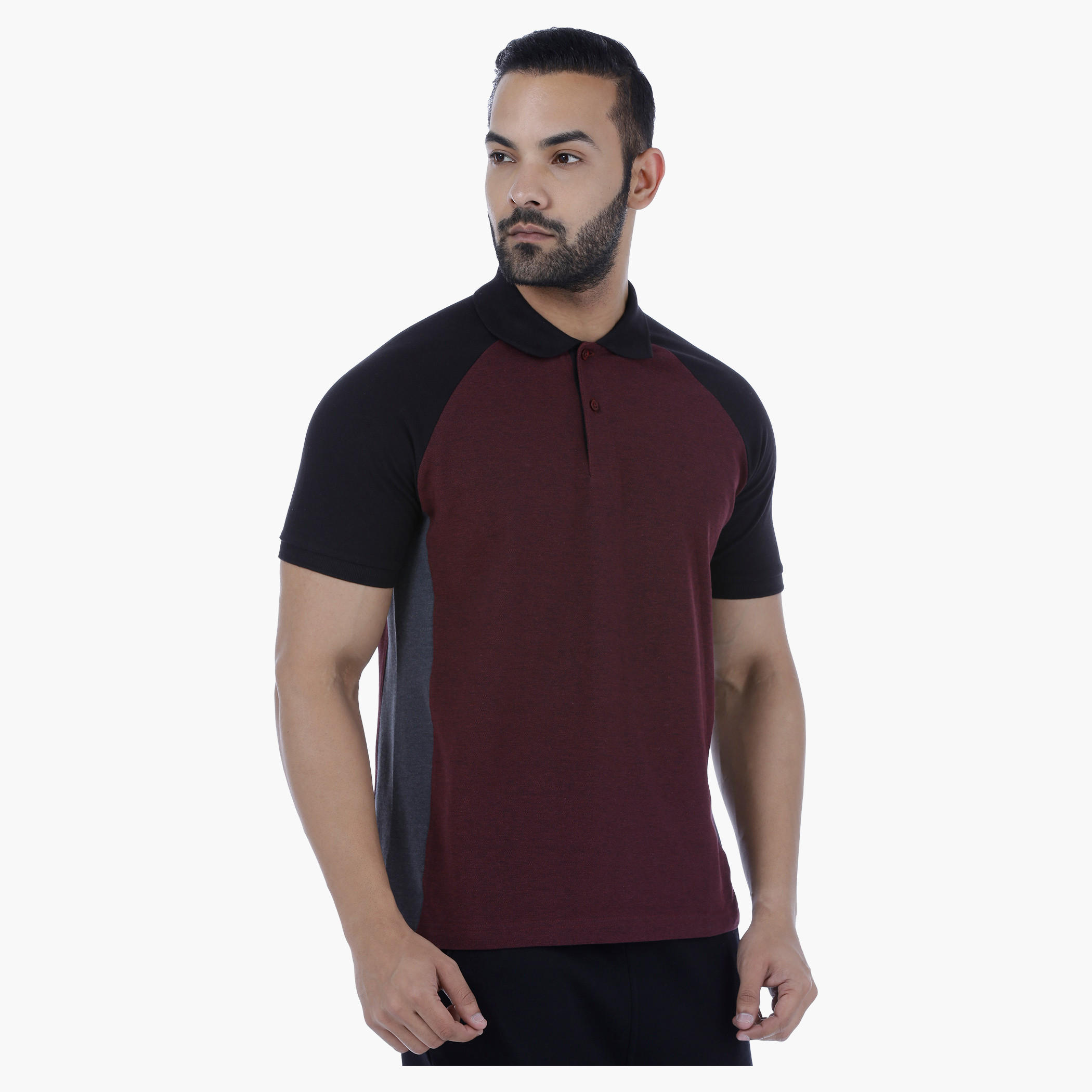 Cut and Sew Polo Neck T-Shirt with Short Sleeves-men-clothing-tshirtsandpolos-polos-image-1