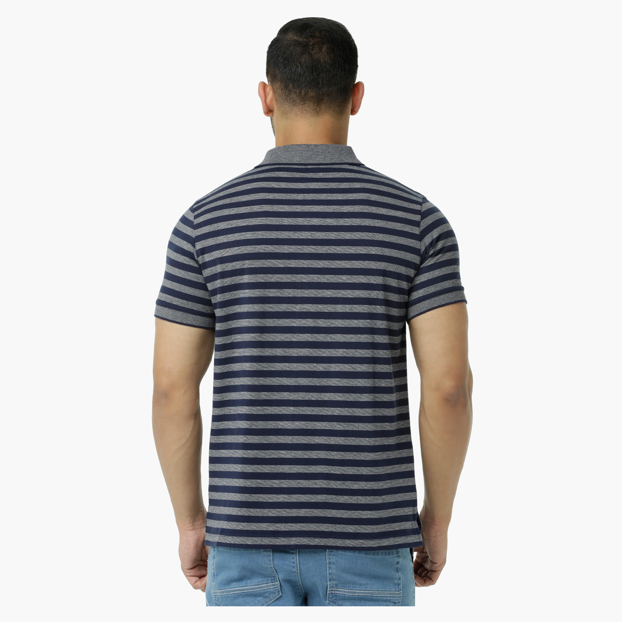 Striped Polo Neck T-Shirt with Short Sleeves-men-clothing-tshirtsandpolos-polos-image-2