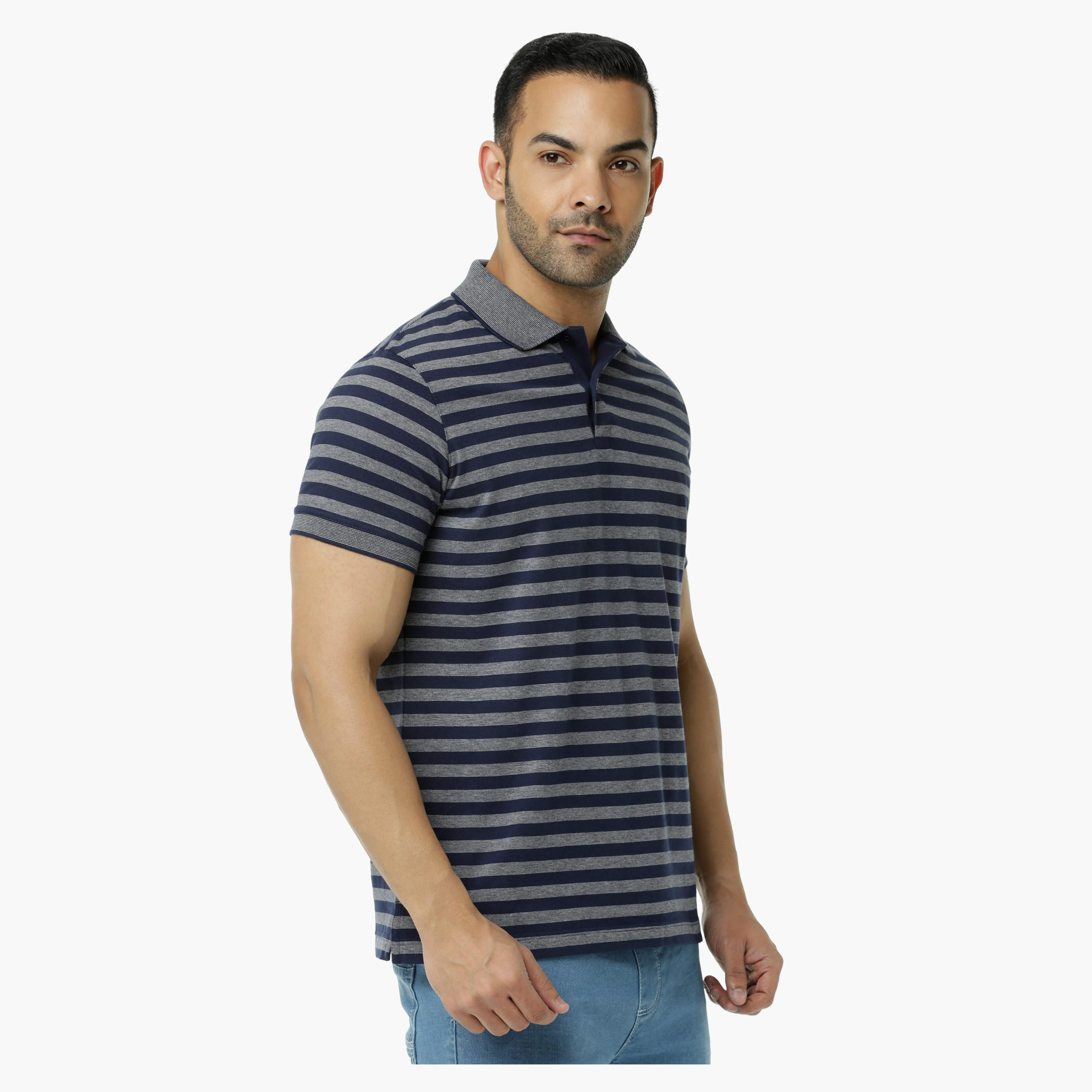 Striped Polo Neck T-Shirt with Short Sleeves-men-clothing-tshirtsandpolos-polos-image-3