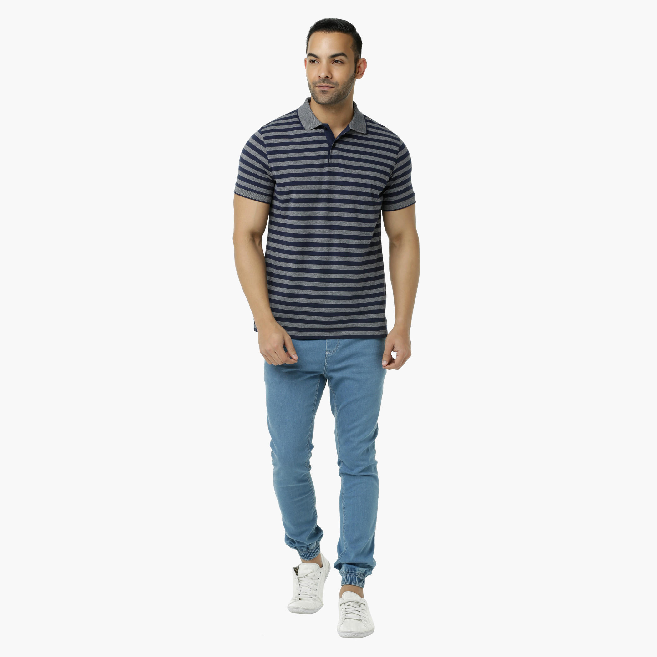 Striped Polo Neck T-Shirt with Short Sleeves-men-clothing-tshirtsandpolos-polos-image-5