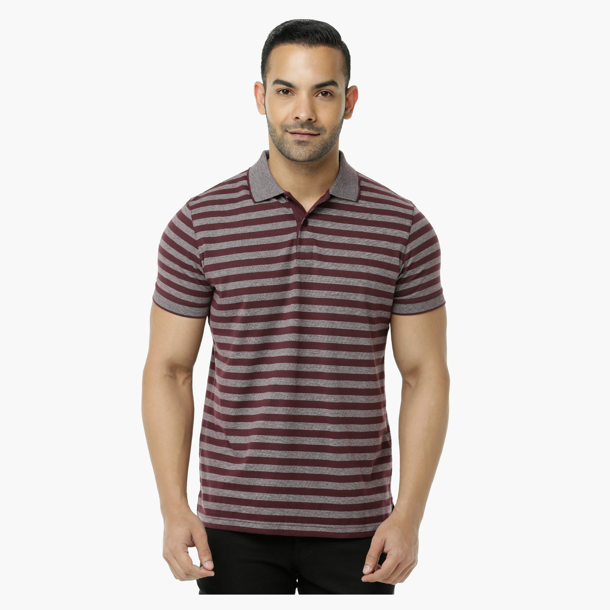 Striped Polo Neck T-Shirt with Short Sleeves-men-clothing-tshirtsandpolos-polos-image-6