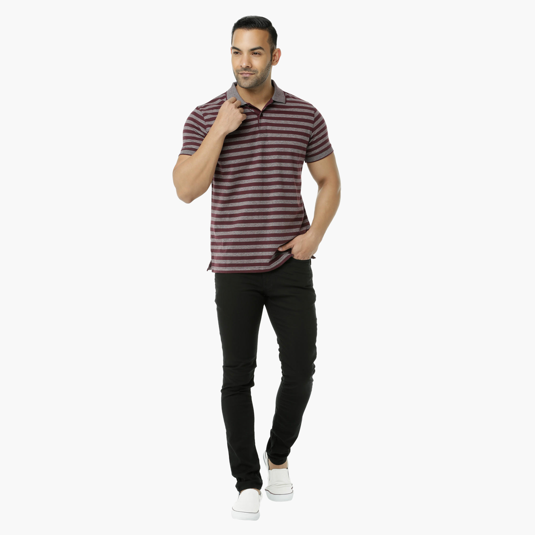 Striped Polo Neck T-Shirt with Short Sleeves-men-clothing-tshirtsandpolos-polos-image-10