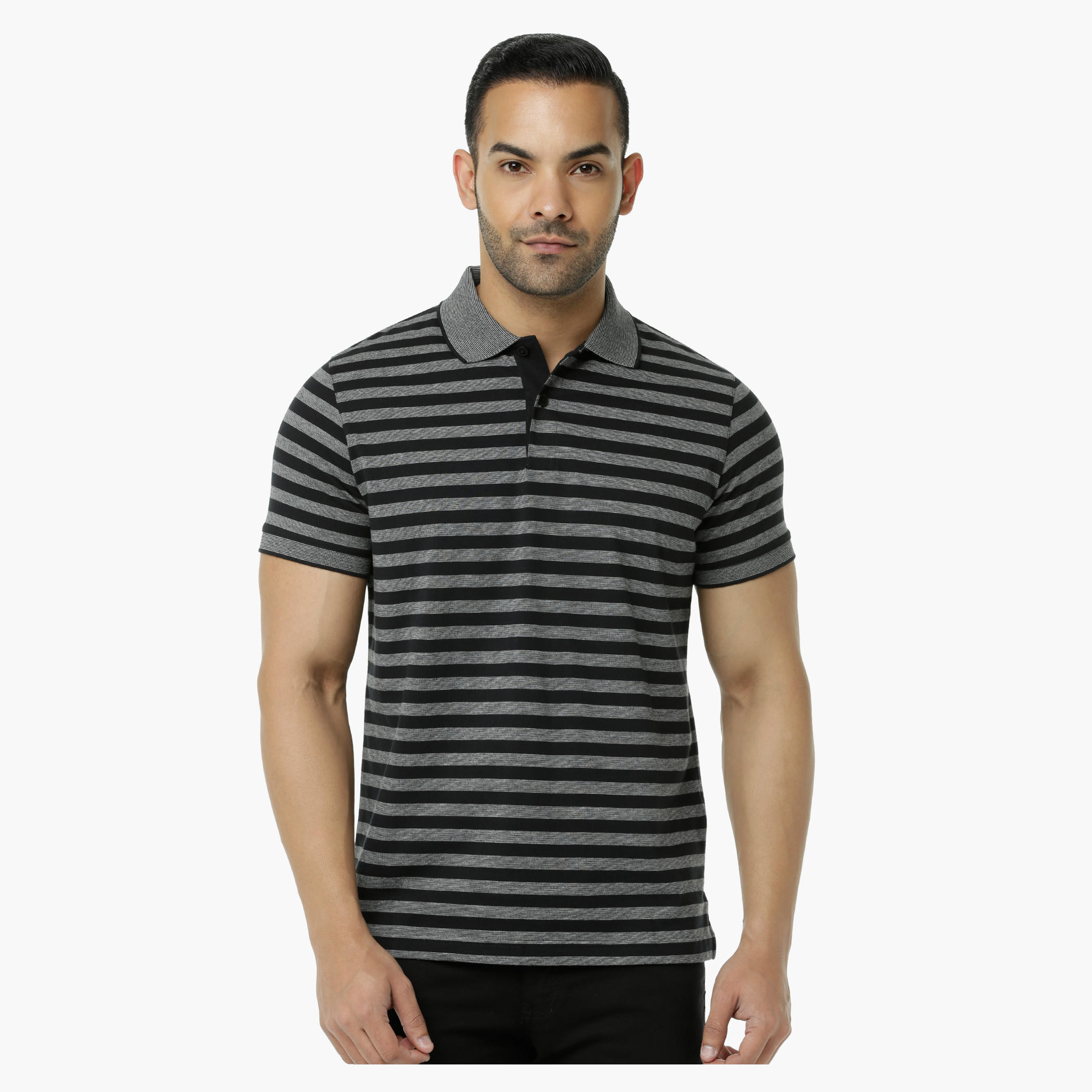 Striped Polo Neck T-Shirt with Short Sleeves-men-clothing-tshirtsandpolos-polos-image-11