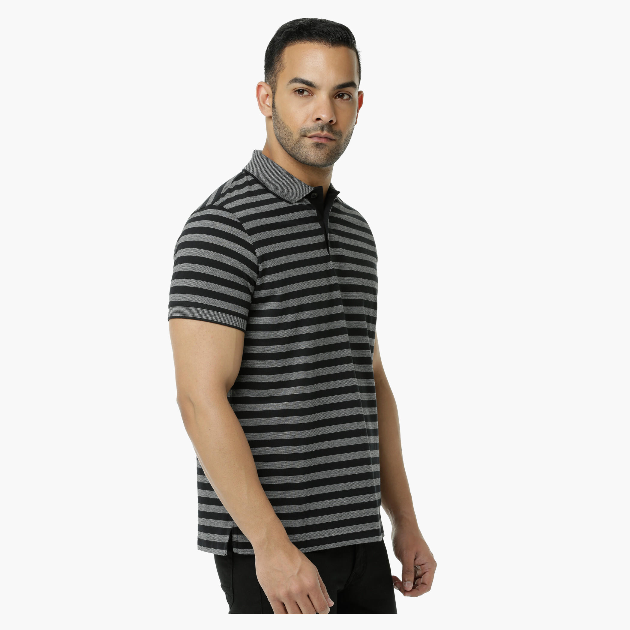 Striped Polo Neck T-Shirt with Short Sleeves-men-clothing-tshirtsandpolos-polos-image-13