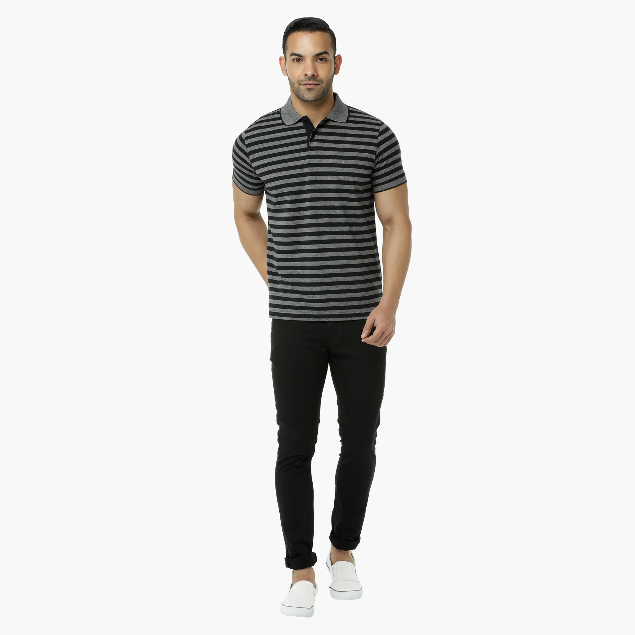 Striped Polo Neck T-Shirt with Short Sleeves-men-clothing-tshirtsandpolos-polos-image-15