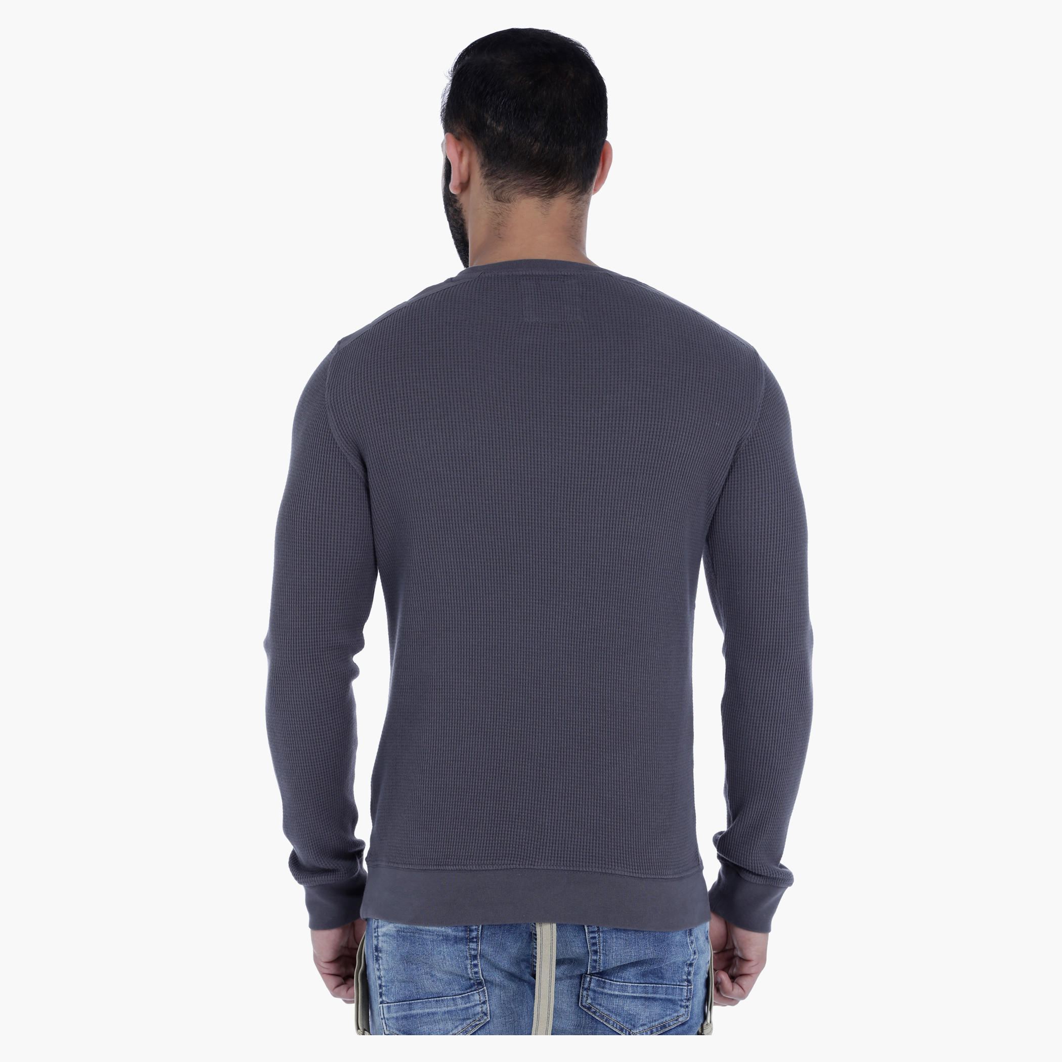 Basic Round Neck Cotton T-Shirt with Shoulder Patch and Long Sleeves-men-winterwear-hoodiesandsweatshirts-image-4