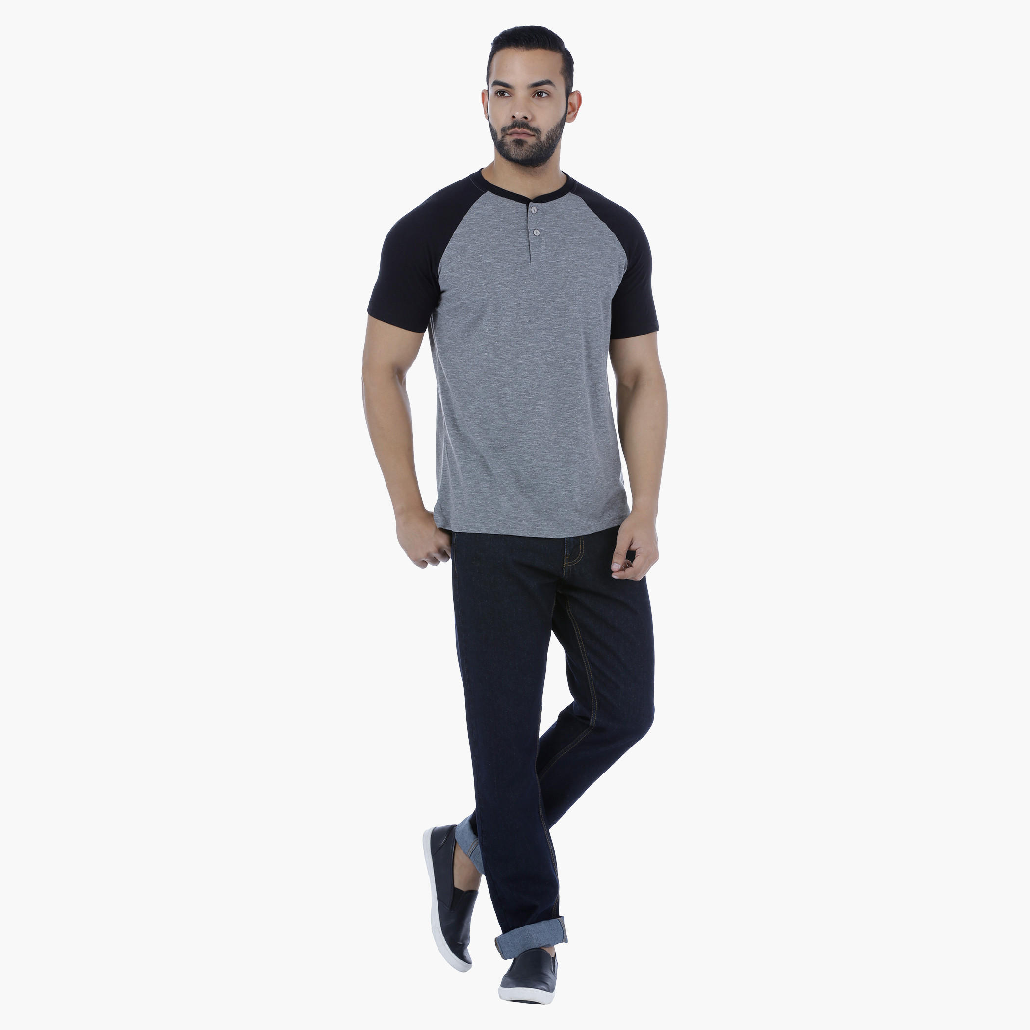 Henley Neck T-Shirt with Short Sleeves-men-clothing-tshirtsandpolos-tshirts-image-5