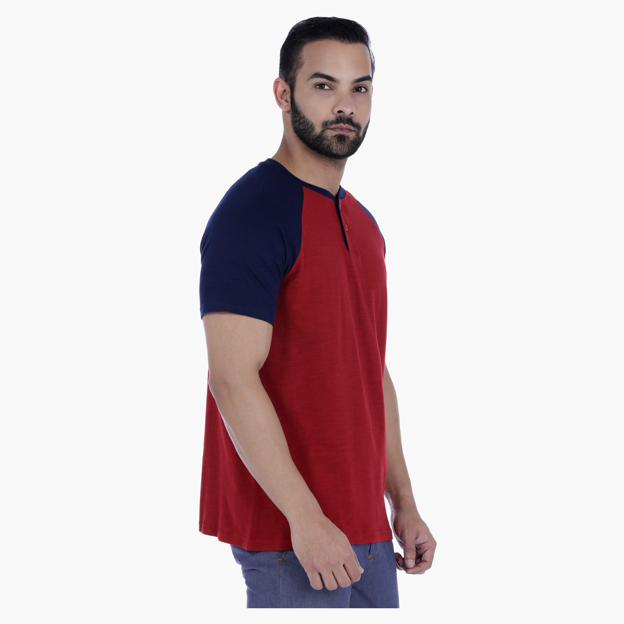 Henley Neck T-Shirt with Short Sleeves-men-clothing-tshirtsandpolos-tshirts-image-3