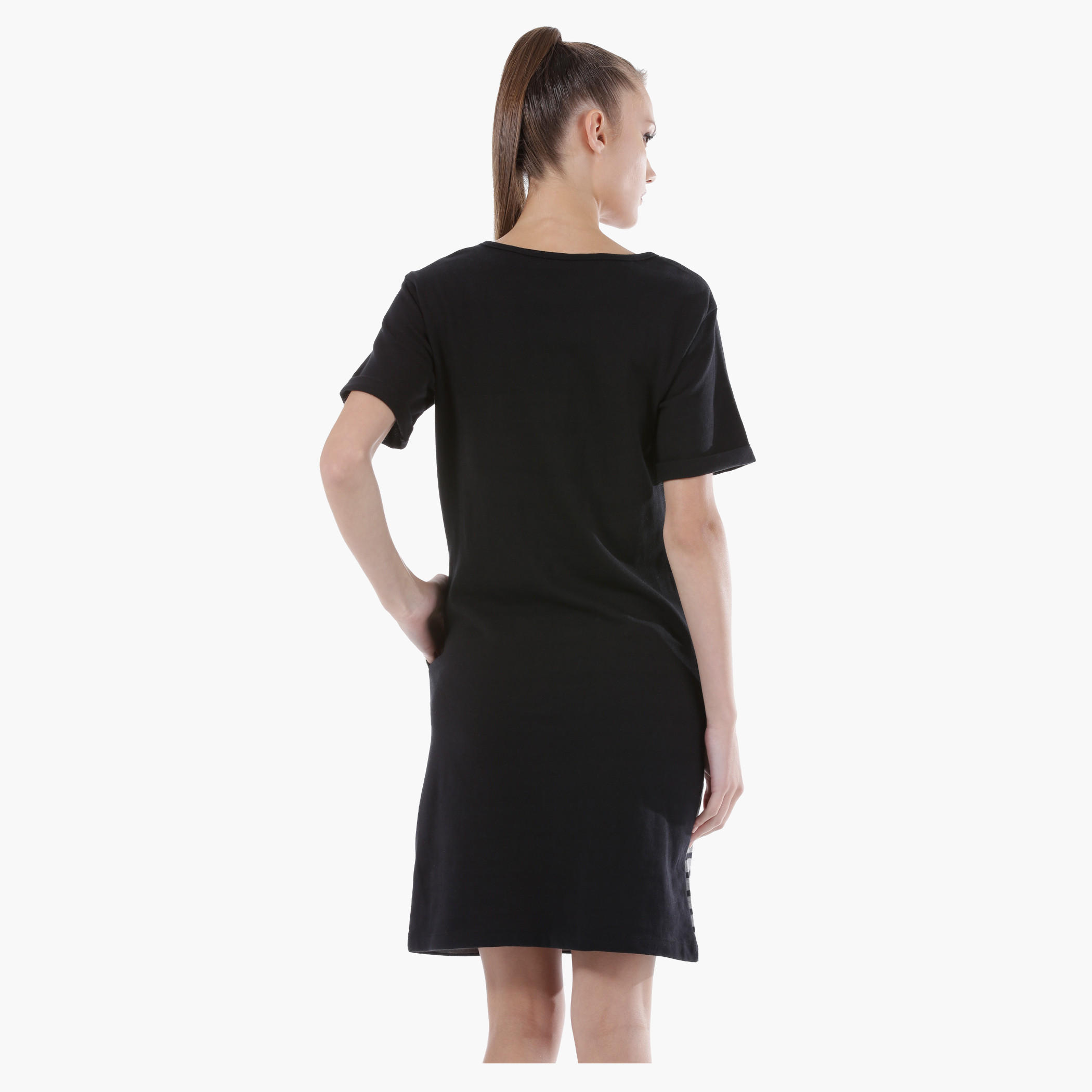 Striped Knitted Dress with Short Sleeves-women-clothing-dresses-image-2