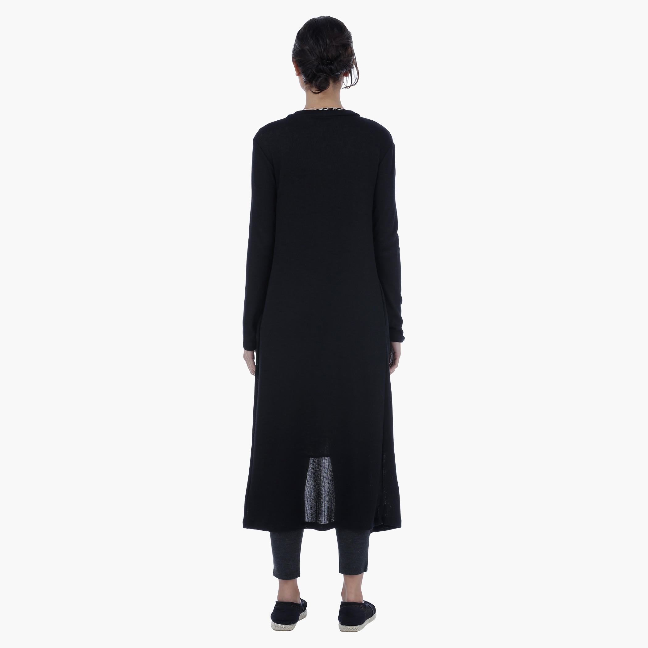 Knitted Longline Shrug with Long Sleeves-women-winterwear-cardigansandjumpers-cardigans-image-2