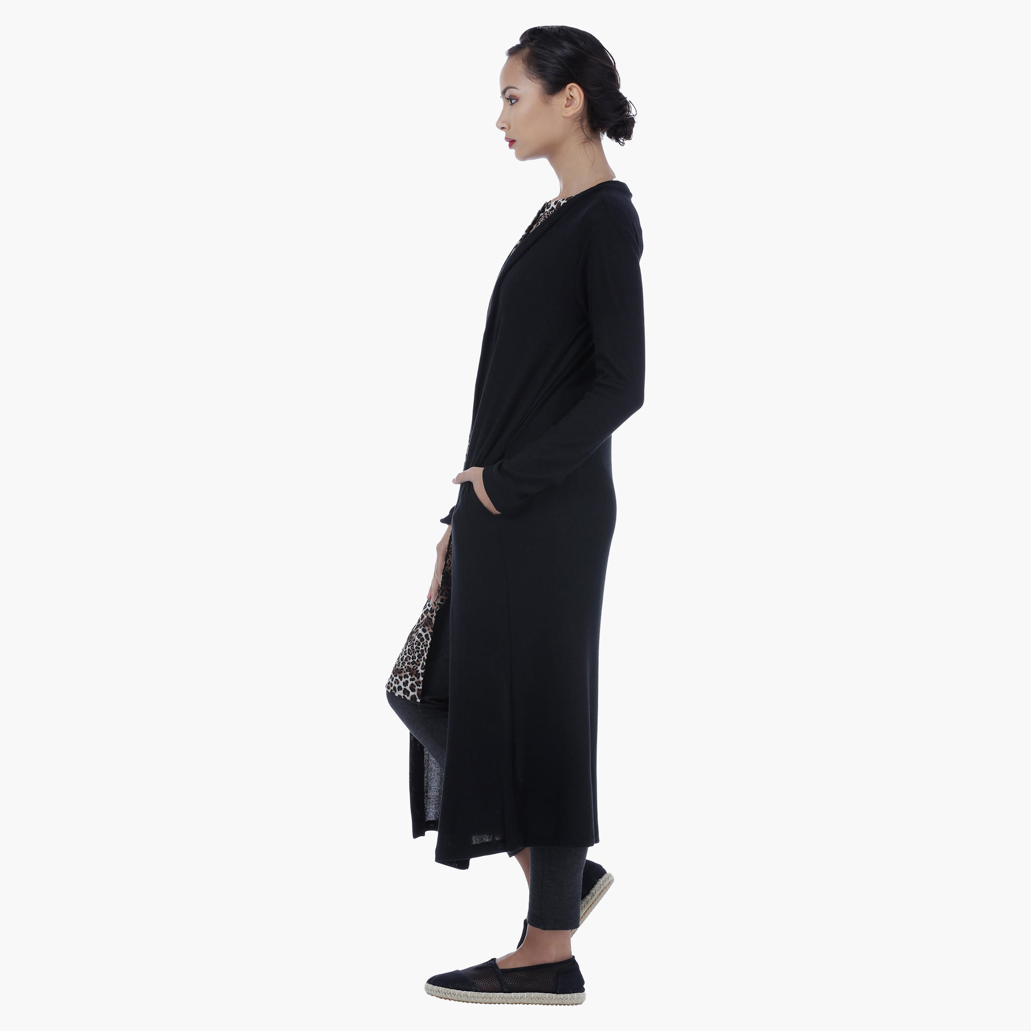 Knitted Longline Shrug with Long Sleeves-women-winterwear-cardigansandjumpers-cardigans-image-3