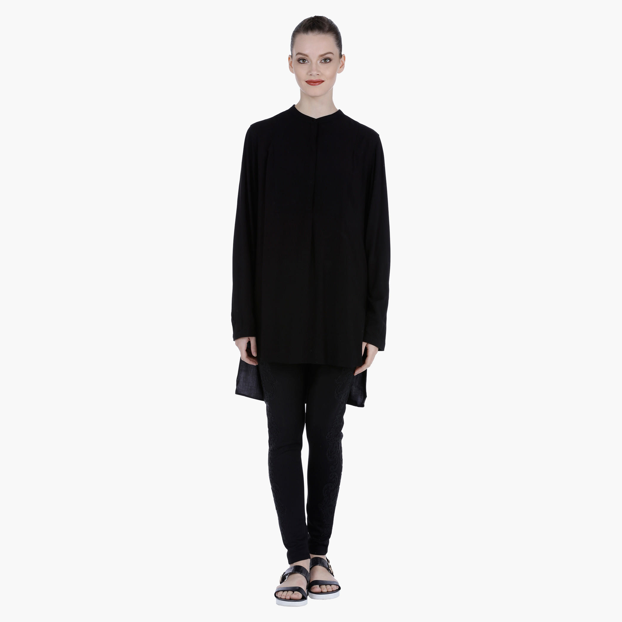 Long Sleeves Woven Top with High Low Hem-women-clothing-shirtsandblouses-blouses-image-5
