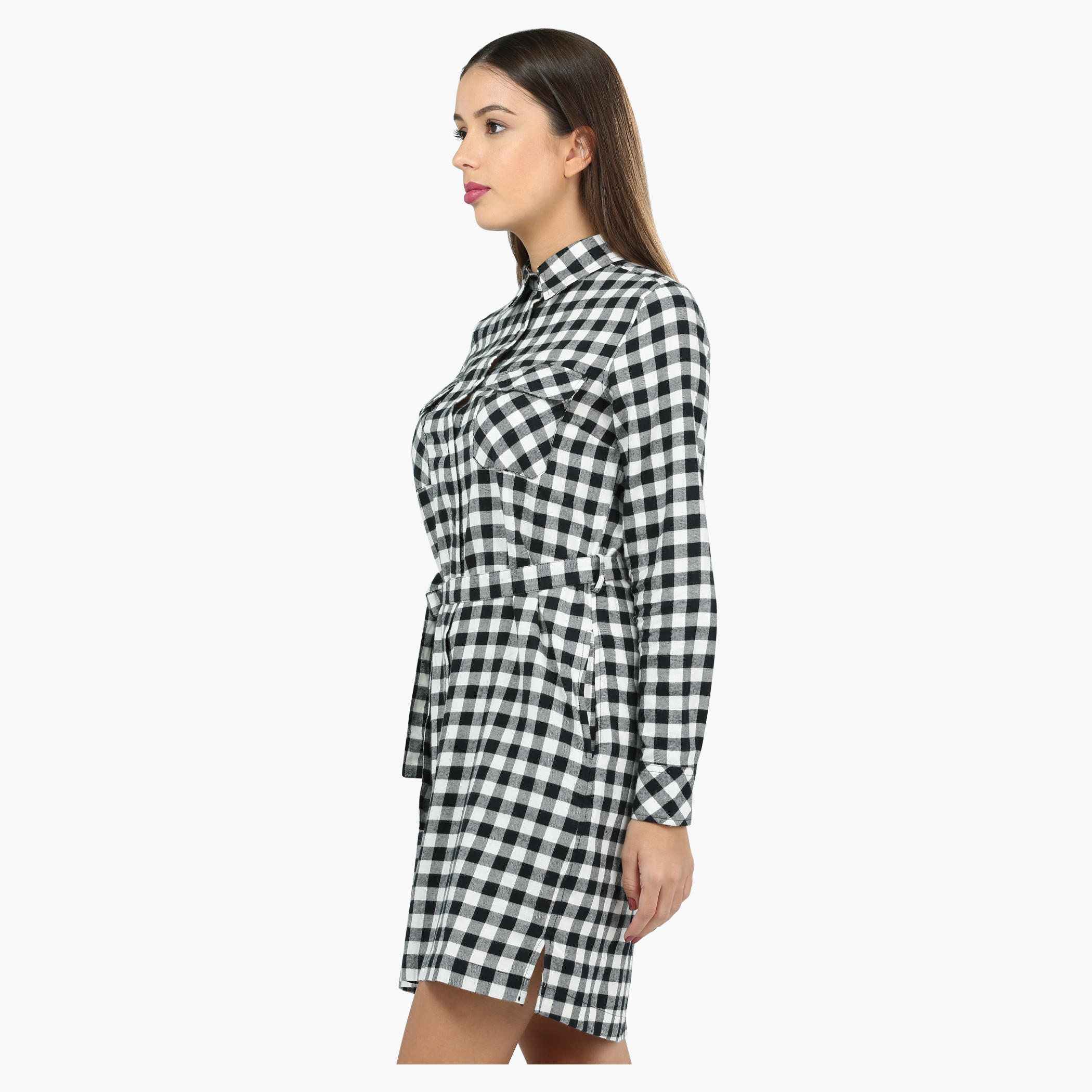Chequered Long Sleeves Woven Top with Front Pockets-women-clothing-shirtsandblouses-blouses-image-3