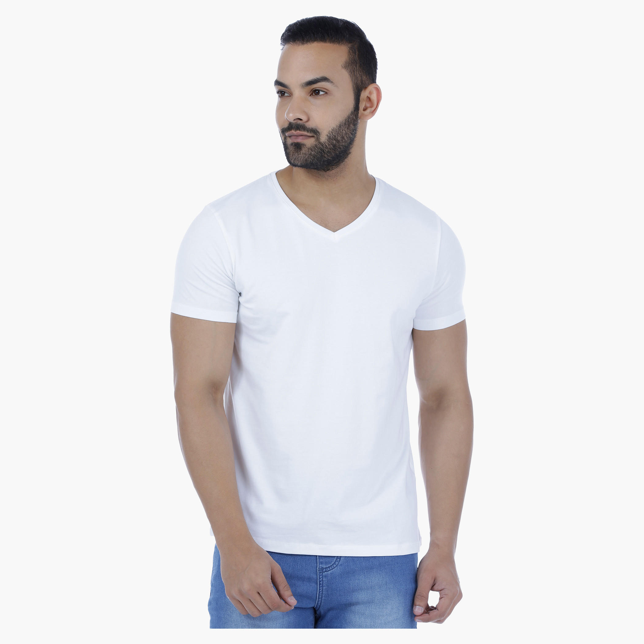V-neck T-Shirt with Short Sleeves-men-clothing-tshirtsandpolos-tshirts-image-1