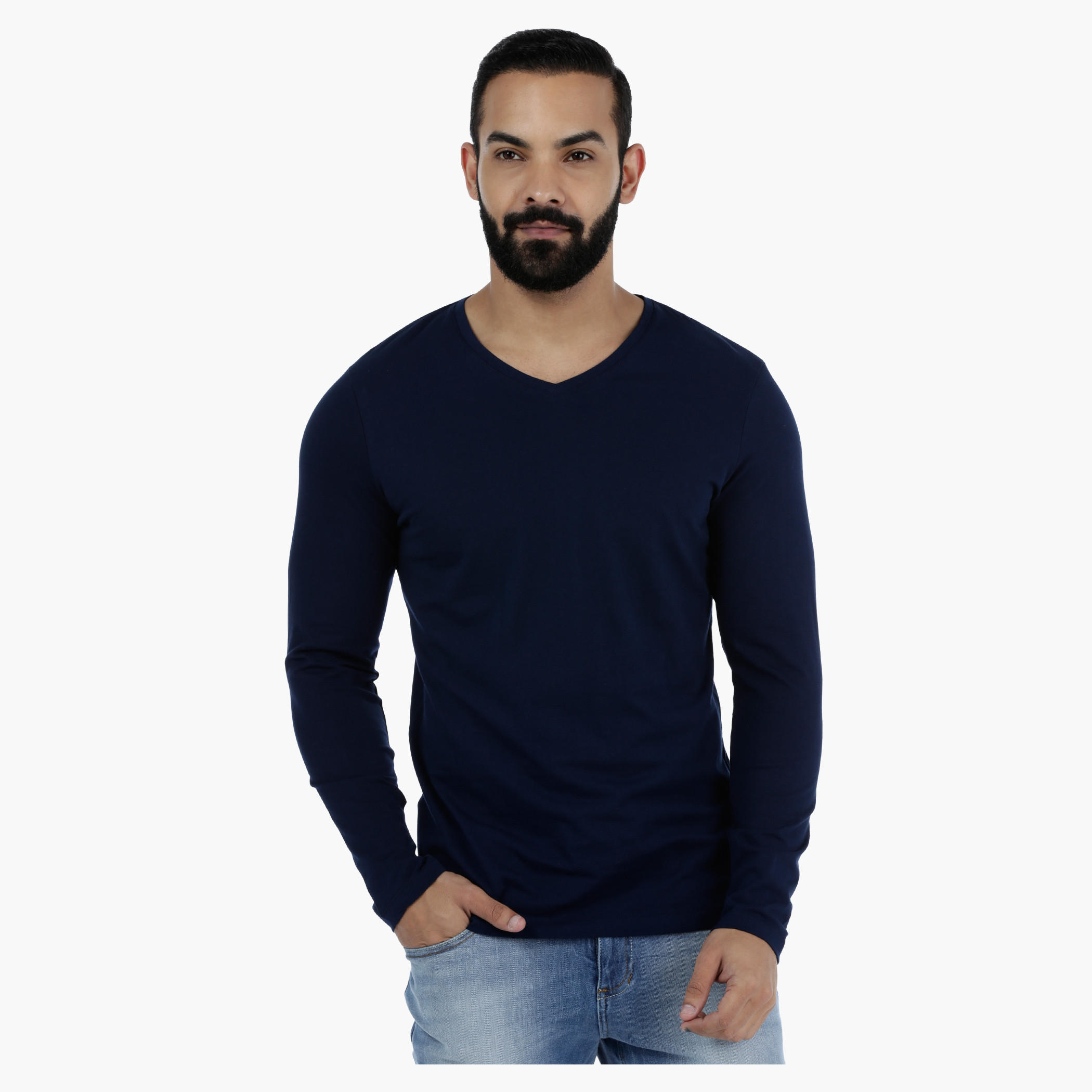 Casual Long Sleeves V-Neck T-Shirt in Slim Fit-men-clothing-tshirtsandpolos-tshirts-image-1