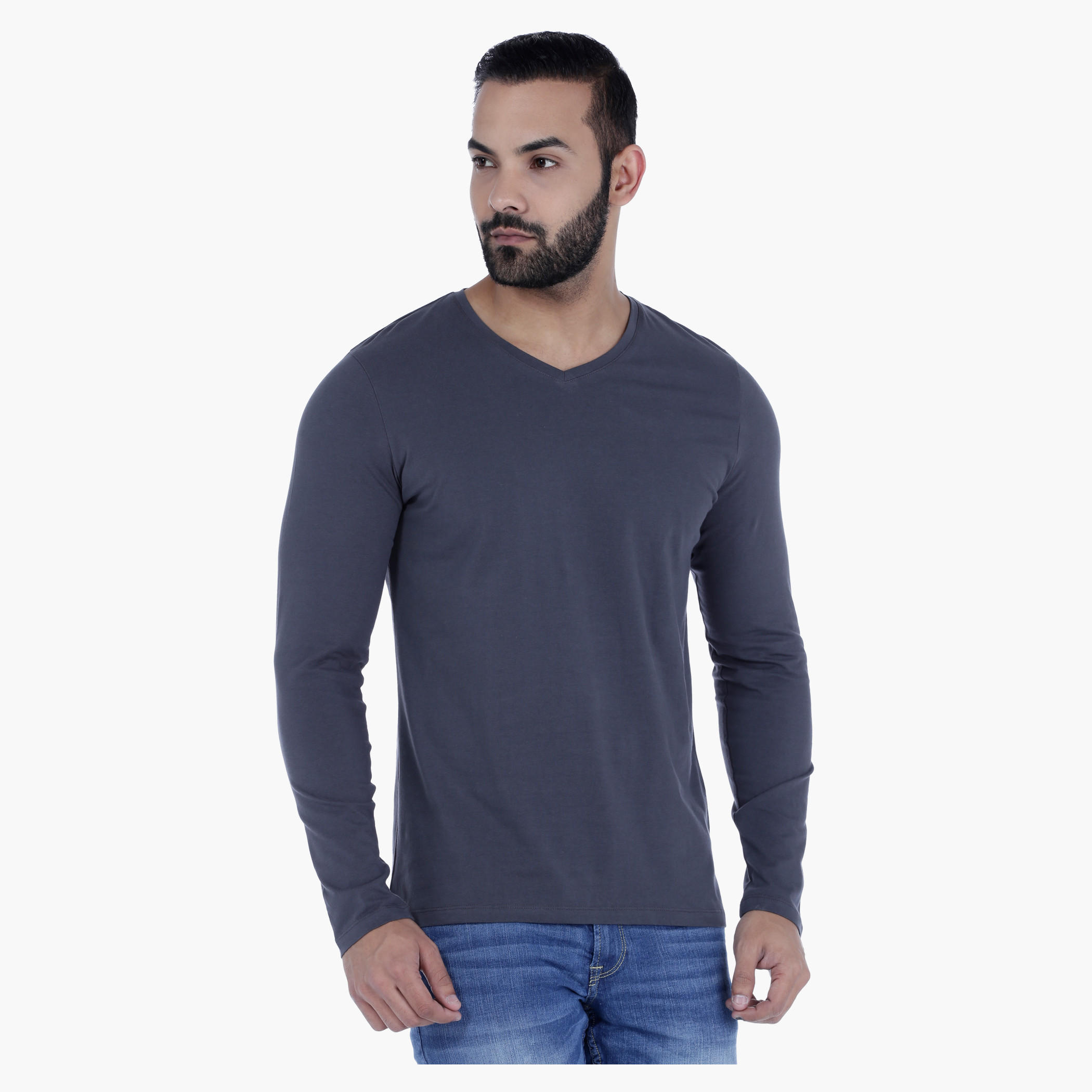 Basic V-Neck T-Shirt with Long Sleeves in Slim Fit-men-clothing-tshirtsandpolos-tshirts-image-5