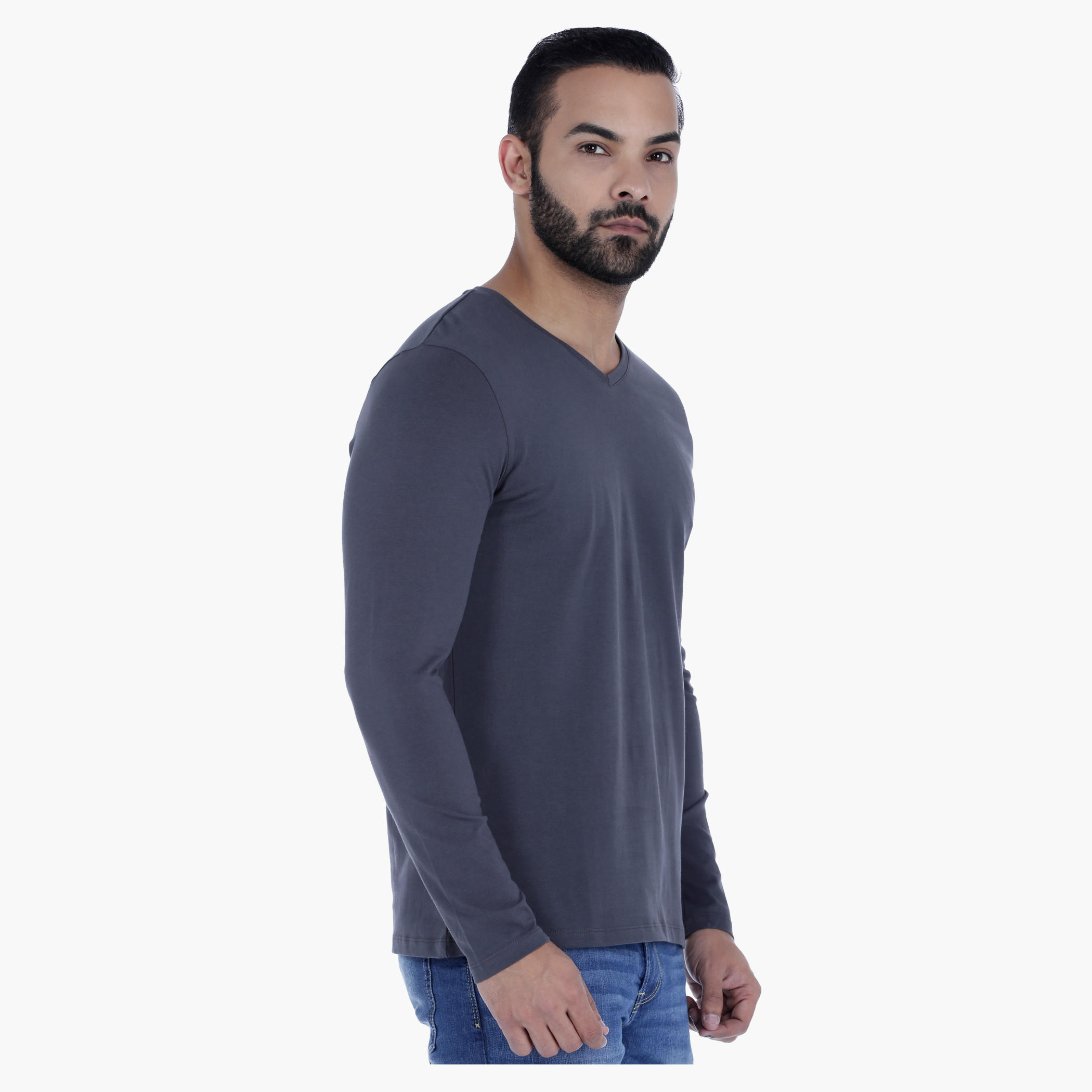 Basic V-Neck T-Shirt with Long Sleeves in Slim Fit-men-clothing-tshirtsandpolos-tshirts-image-3
