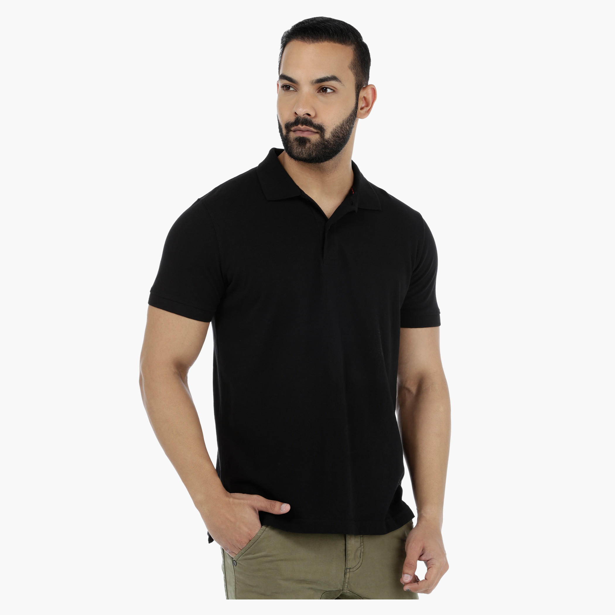 Pique Polo Neck T-Shirt with Short Sleeves-men-clothing-tshirtsandpolos-polos-image-11