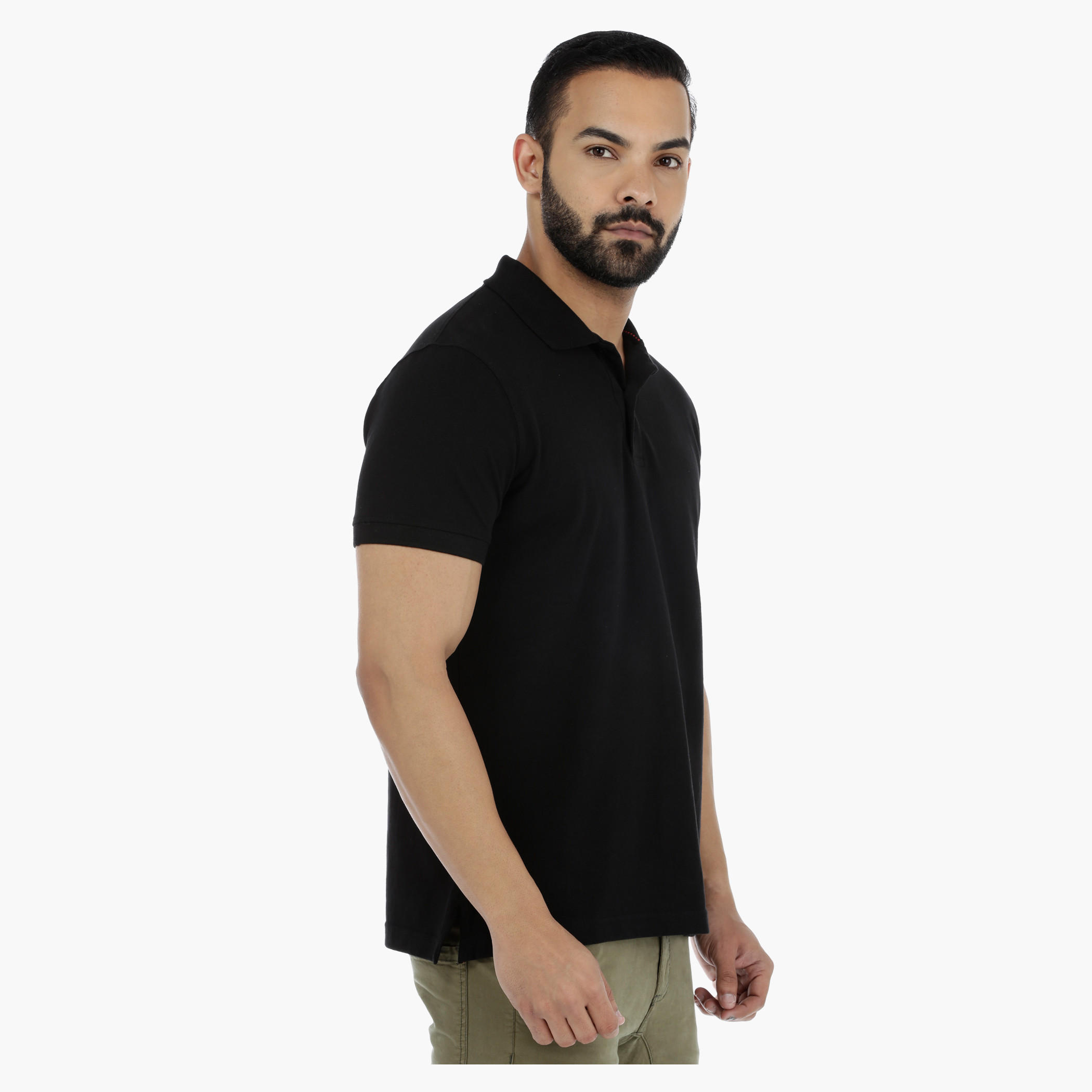 Pique Polo Neck T-Shirt with Short Sleeves-men-clothing-tshirtsandpolos-polos-image-13