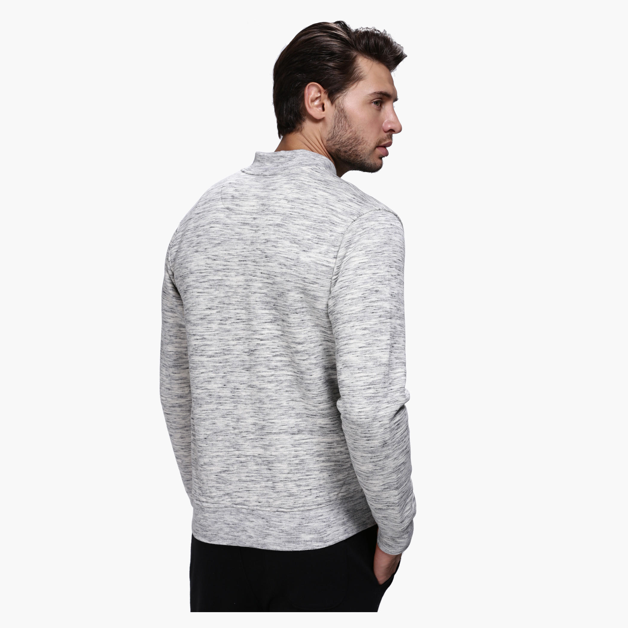 Knitted Jacket with Zip Detail and Long Sleeves-men-winterwear-hoodiesandsweatshirts-image-2