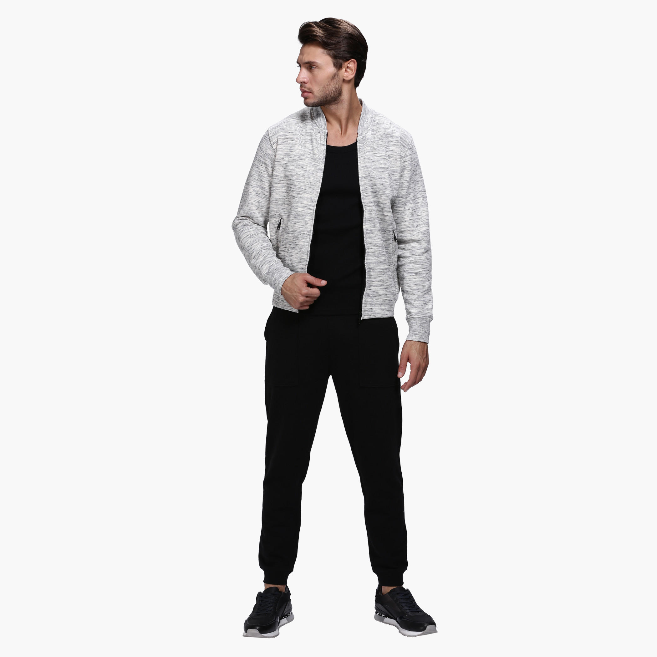Knitted Jacket with Zip Detail and Long Sleeves-men-winterwear-hoodiesandsweatshirts-image-5