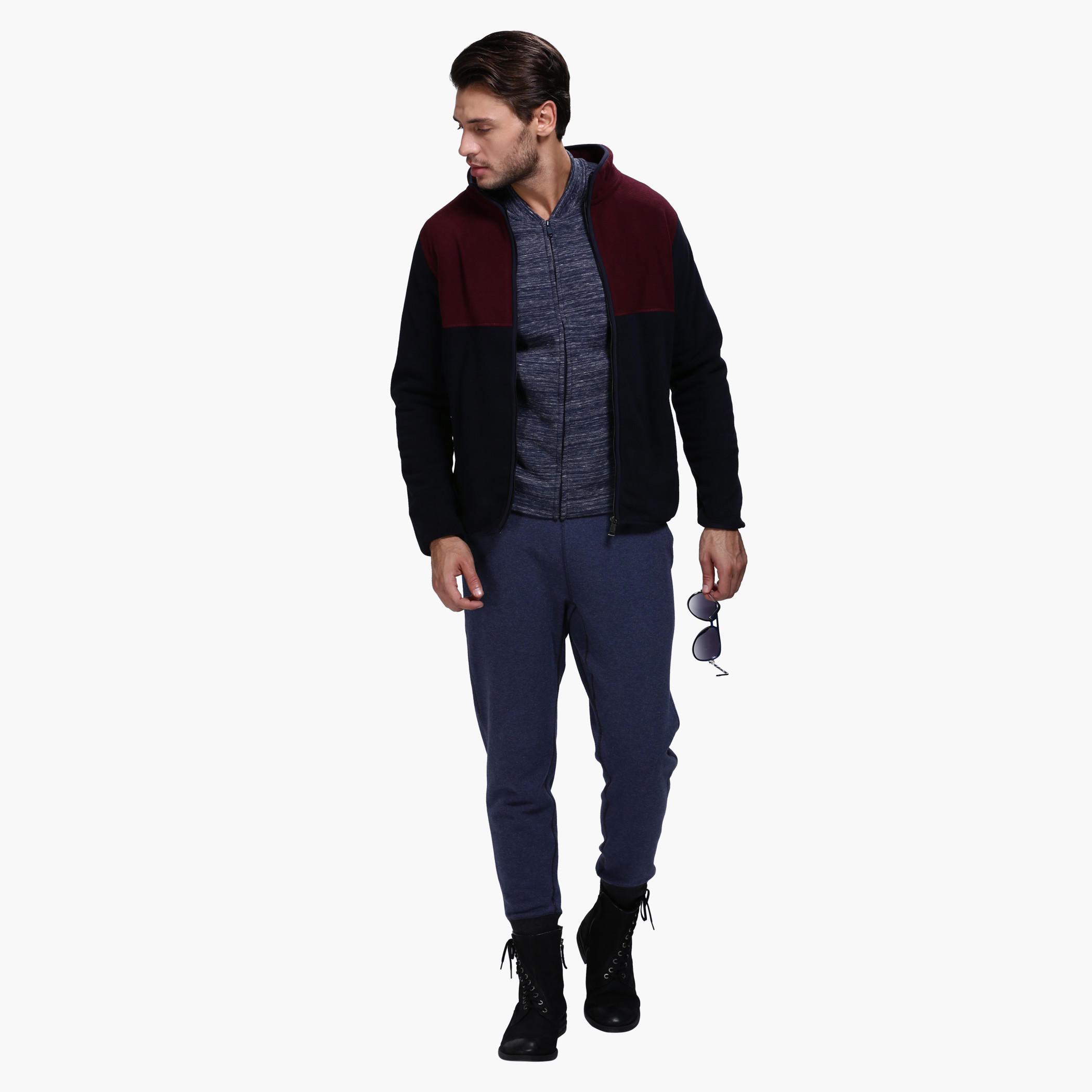 Knitted Jacket with Zip Detail and Long Sleeves-men-winterwear-hoodiesandsweatshirts-image-10