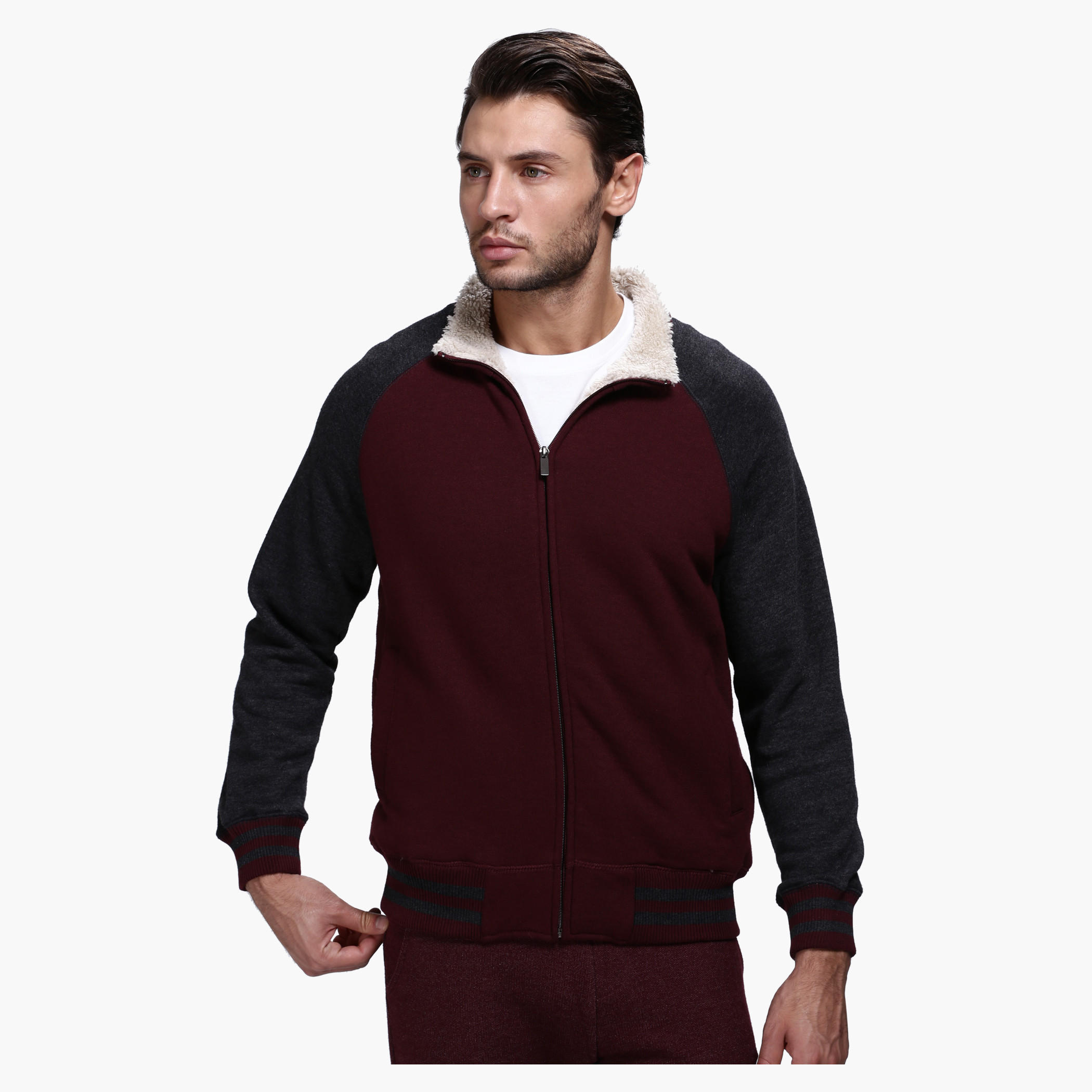 Knitted Jacket with Zip Detail and Long Sleeves-men-clothing-jacketsandblazers-jackets-image-1