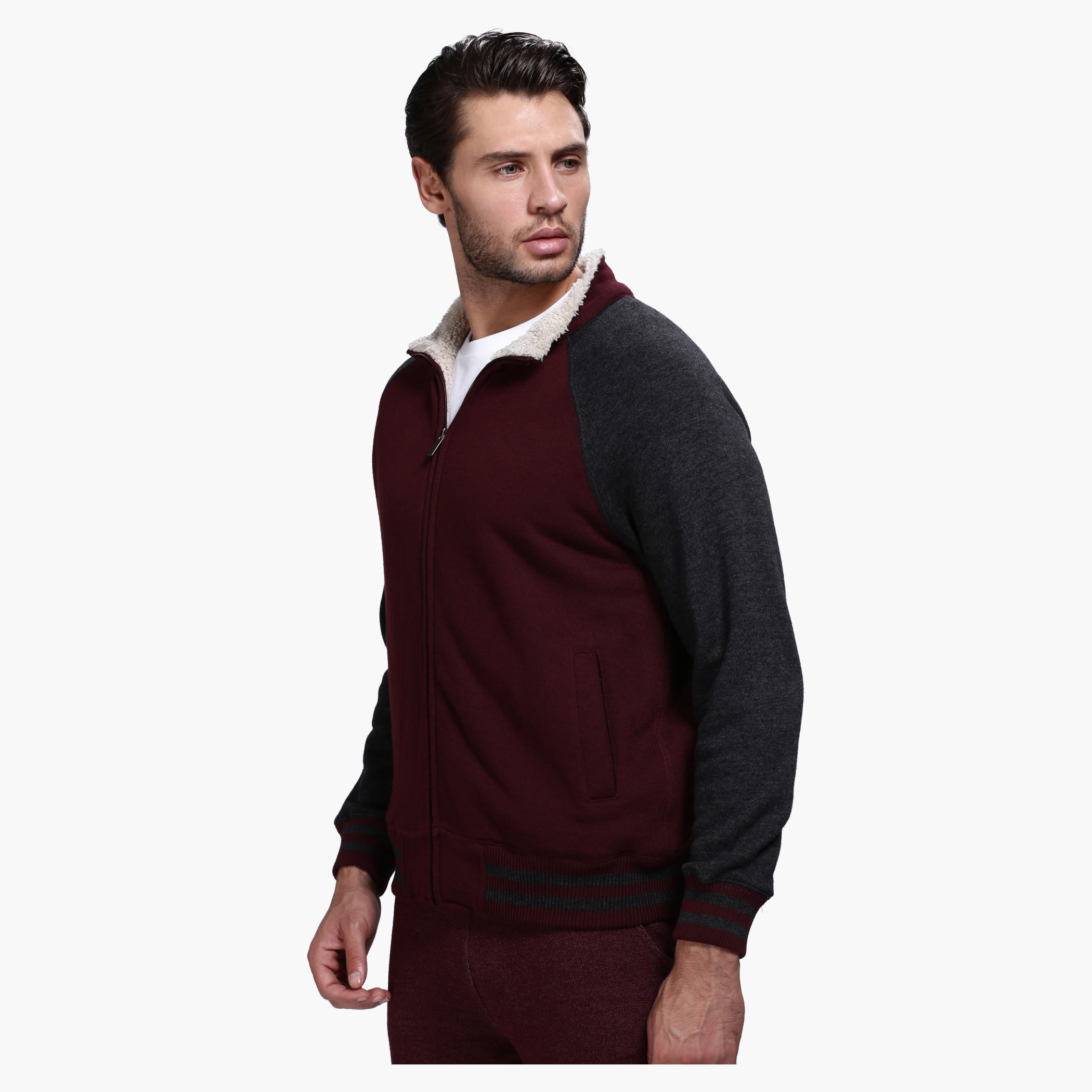 Knitted Jacket with Zip Detail and Long Sleeves-men-clothing-jacketsandblazers-jackets-image-3