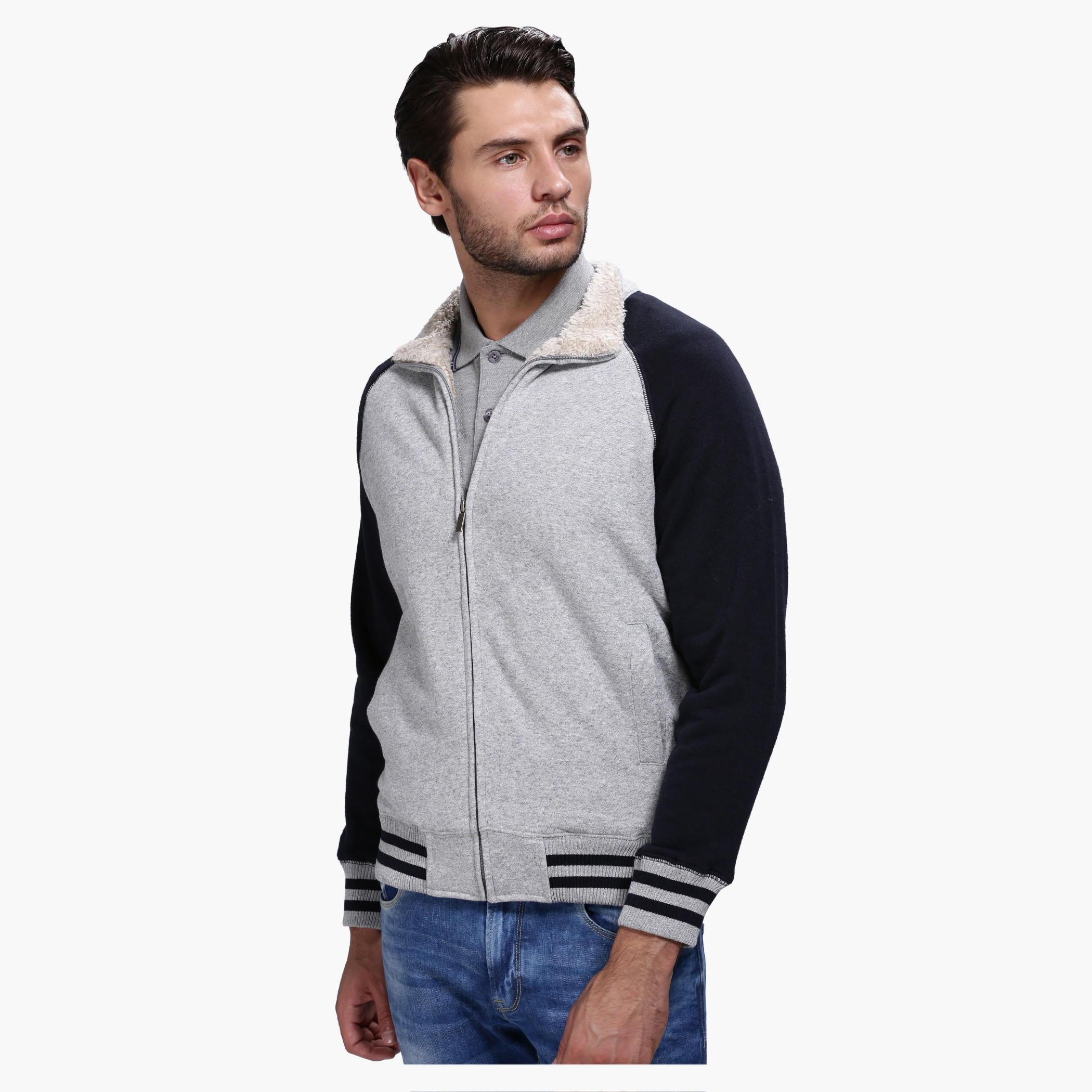 Knitted Jacket with Zip Detail and Long Sleeves-men-clothing-jacketsandblazers-jackets-image-6