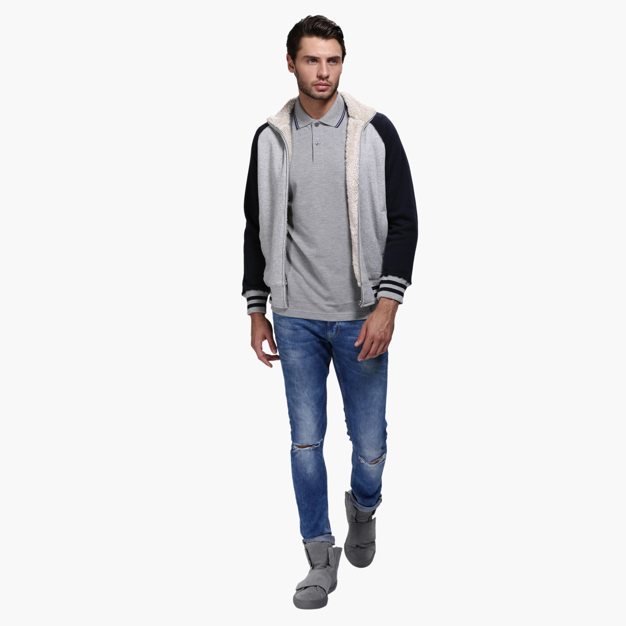 Knitted Jacket with Zip Detail and Long Sleeves-men-clothing-jacketsandblazers-jackets-image-10