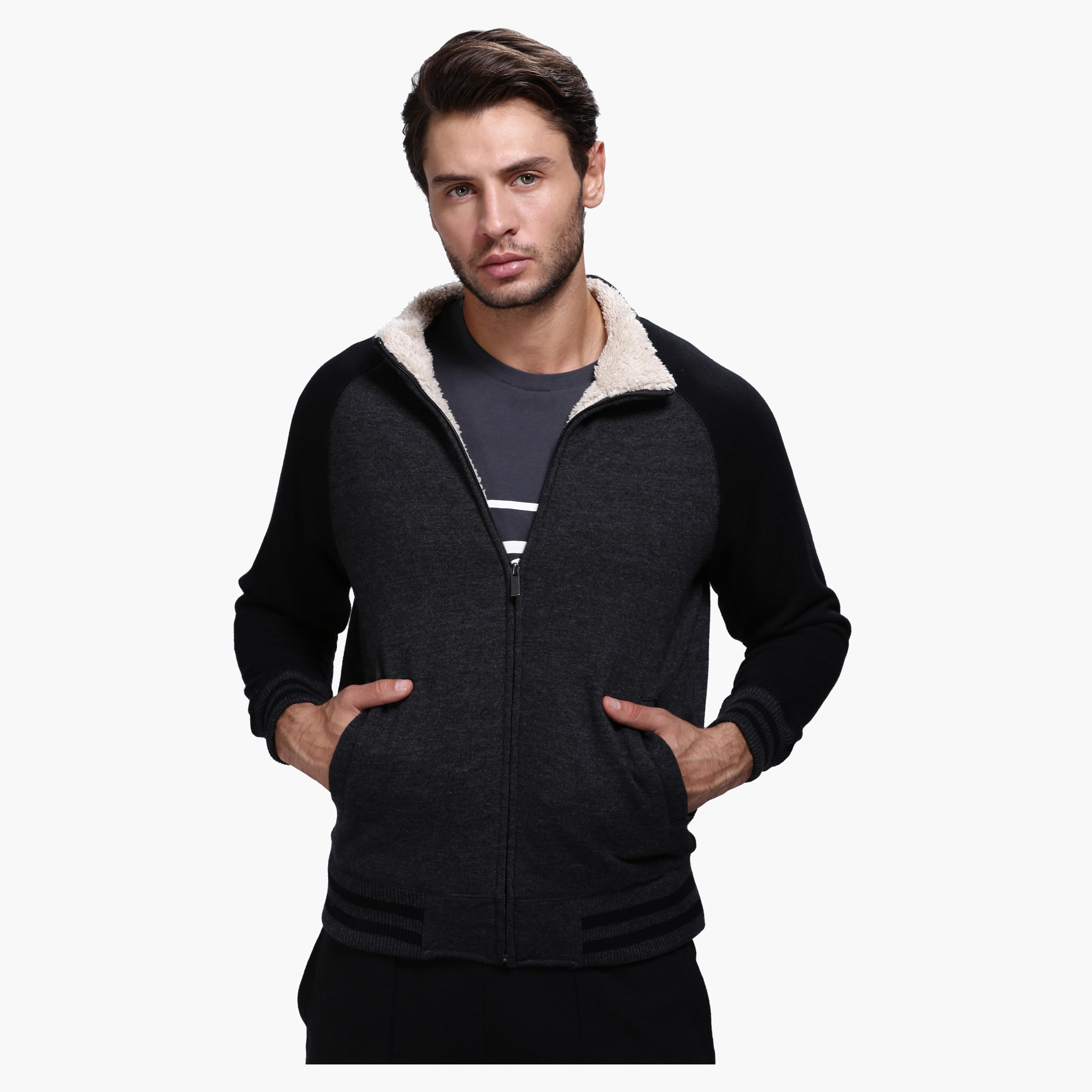 Knitted Jacket with Zip Detail and Long Sleeves-men-clothing-jacketsandblazers-jackets-image-11