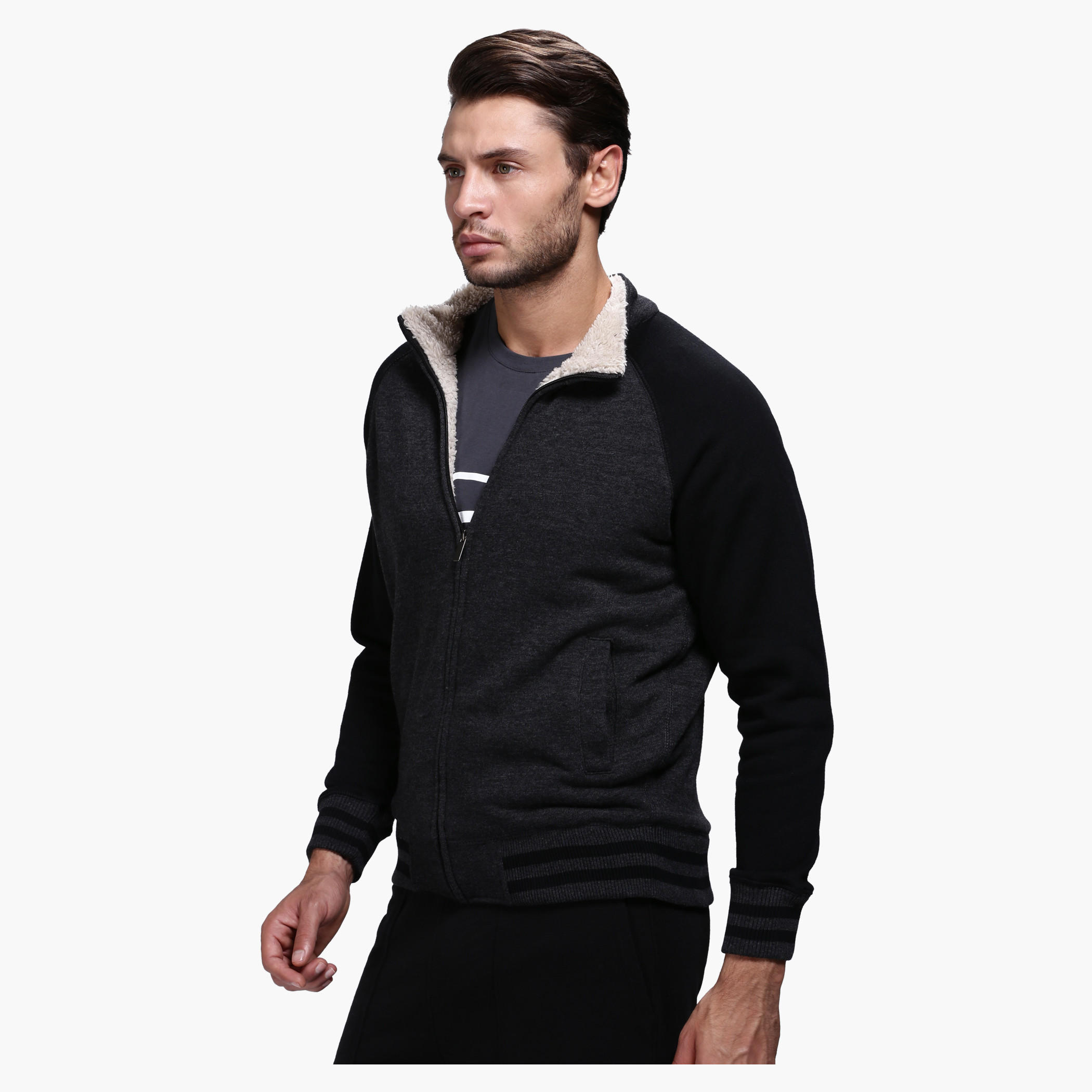 Knitted Jacket with Zip Detail and Long Sleeves-men-clothing-jacketsandblazers-jackets-image-13