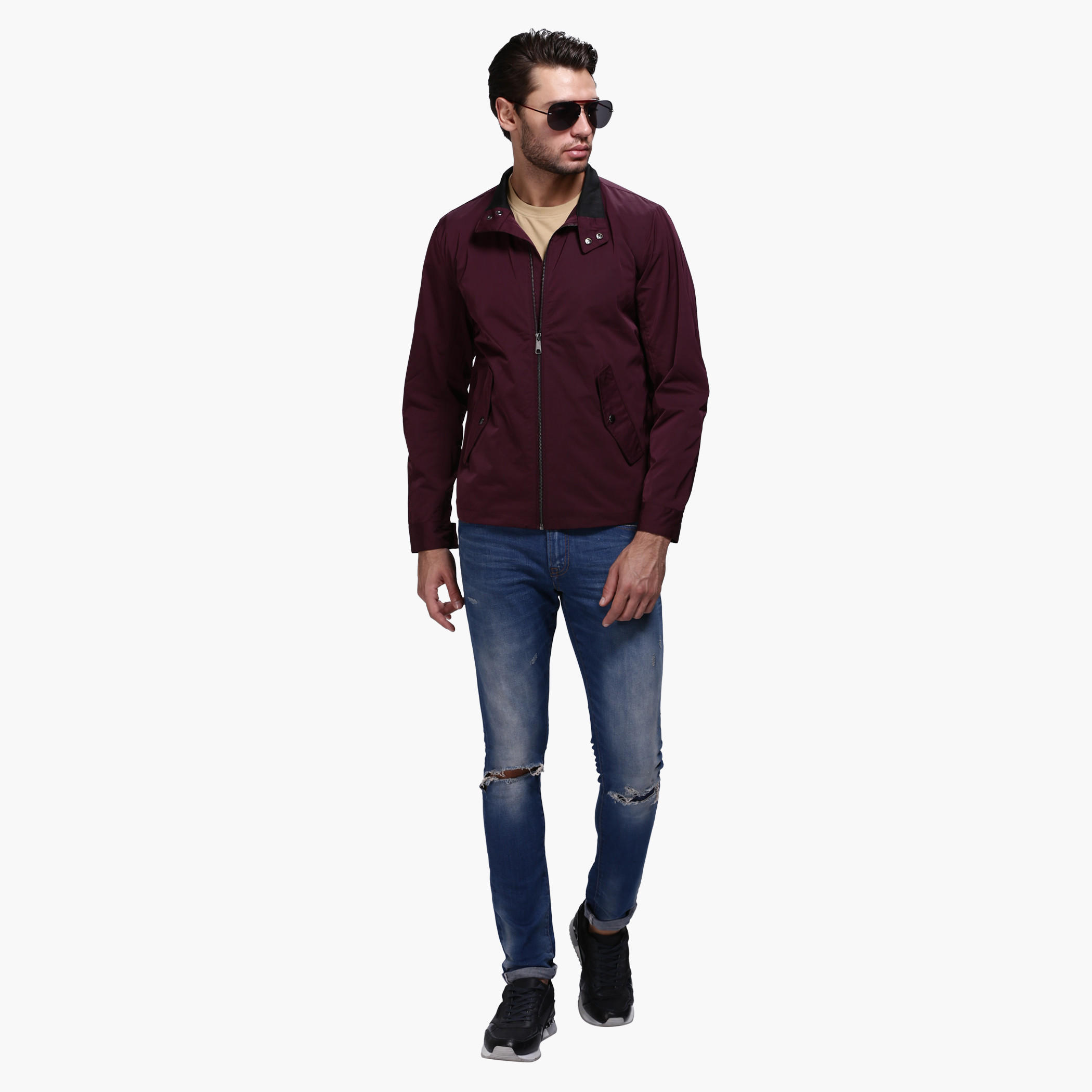 Woven Jacket with Zip Detail and Long Sleeves-men-clothing-jacketsandblazers-jackets-image-5