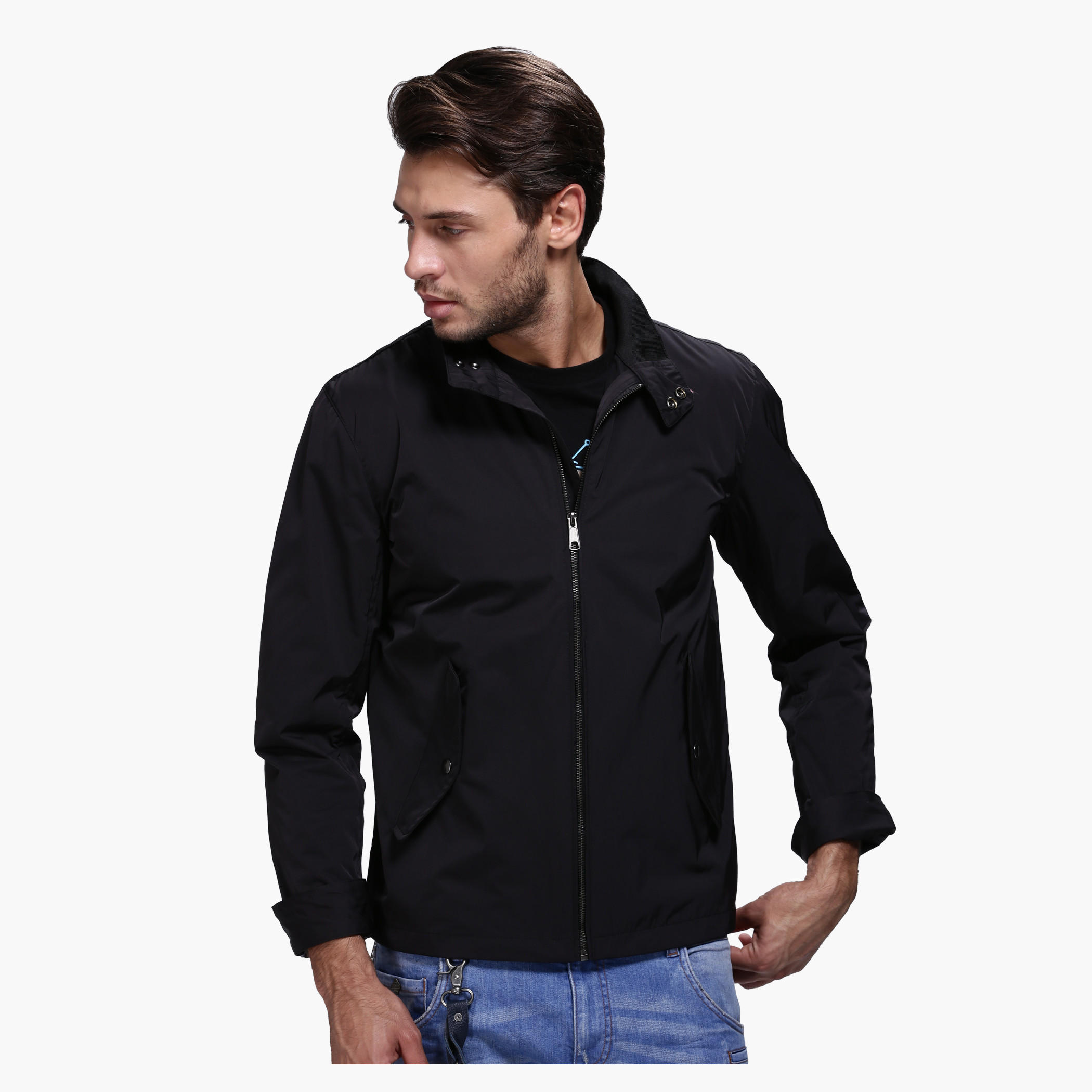 Woven Jacket with Zip Detail and Long Sleeves-men-clothing-jacketsandblazers-jackets-image-6