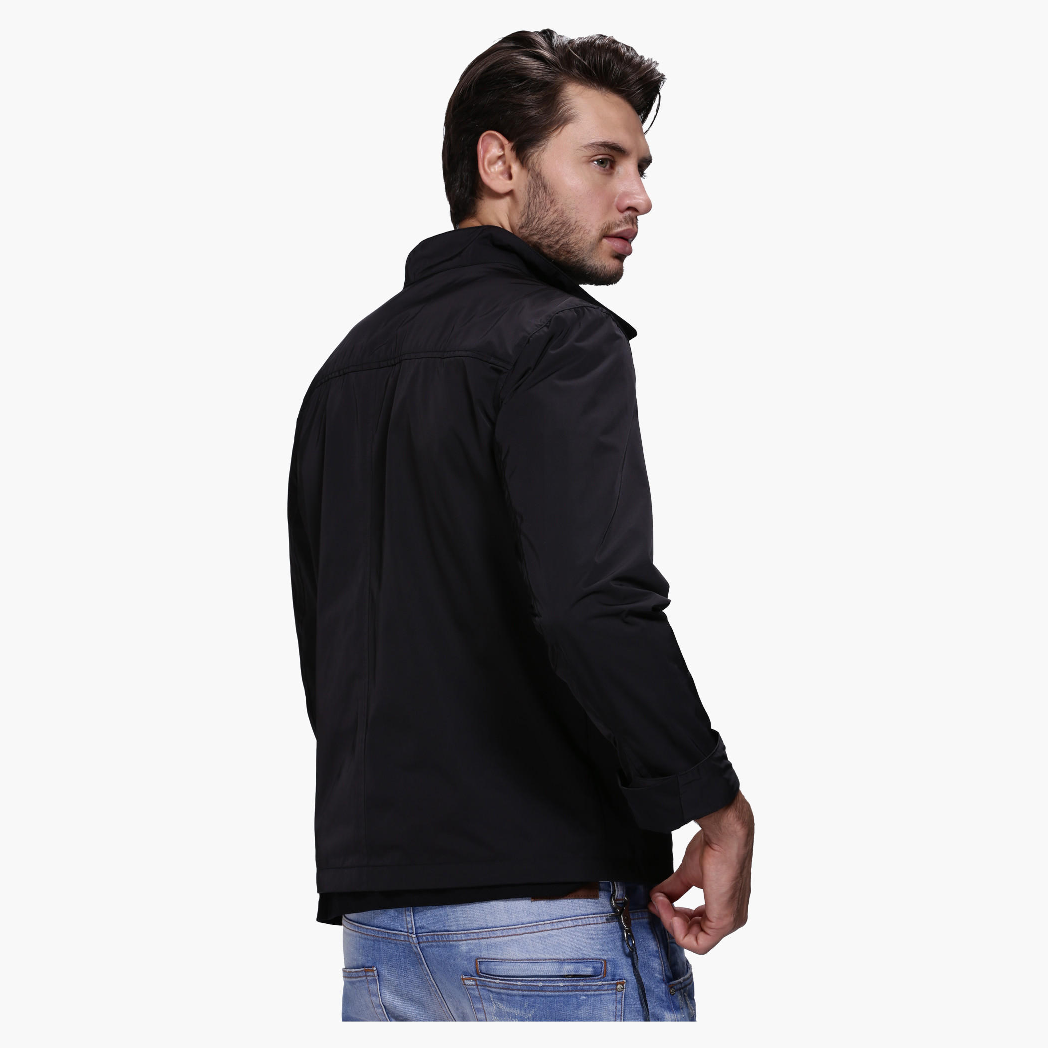 Woven Jacket with Zip Detail and Long Sleeves-men-clothing-jacketsandblazers-jackets-image-7